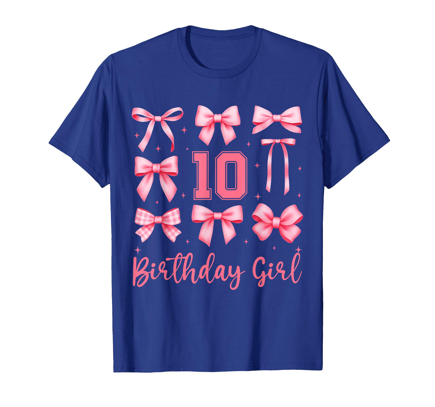 10th Birthday Girl Coquette Pink Bows Double Digits Birthday T-Shirt