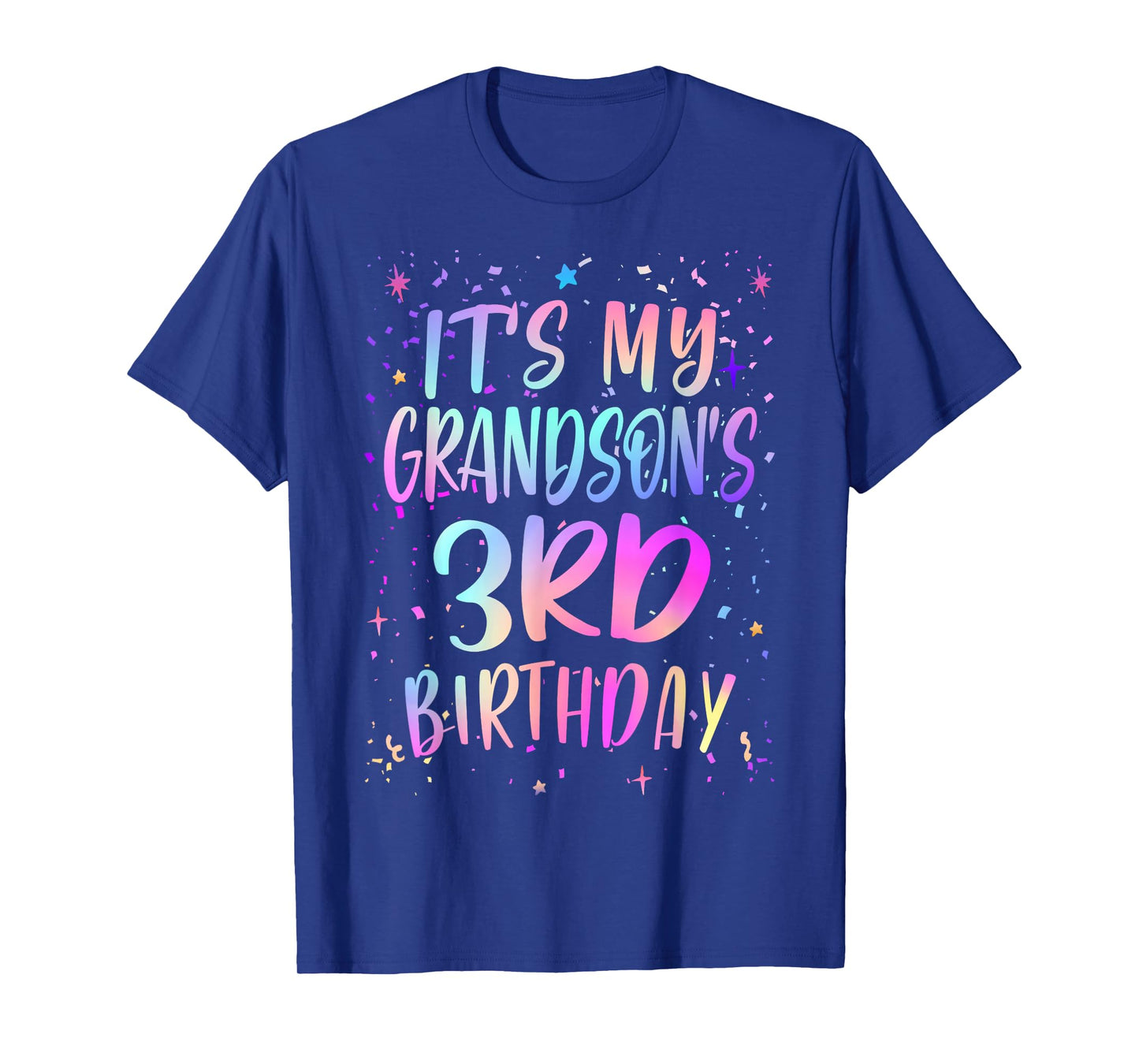 It's My Grandson's 3rd Birthday Colorful Happy 3 Years Old T-Shirt