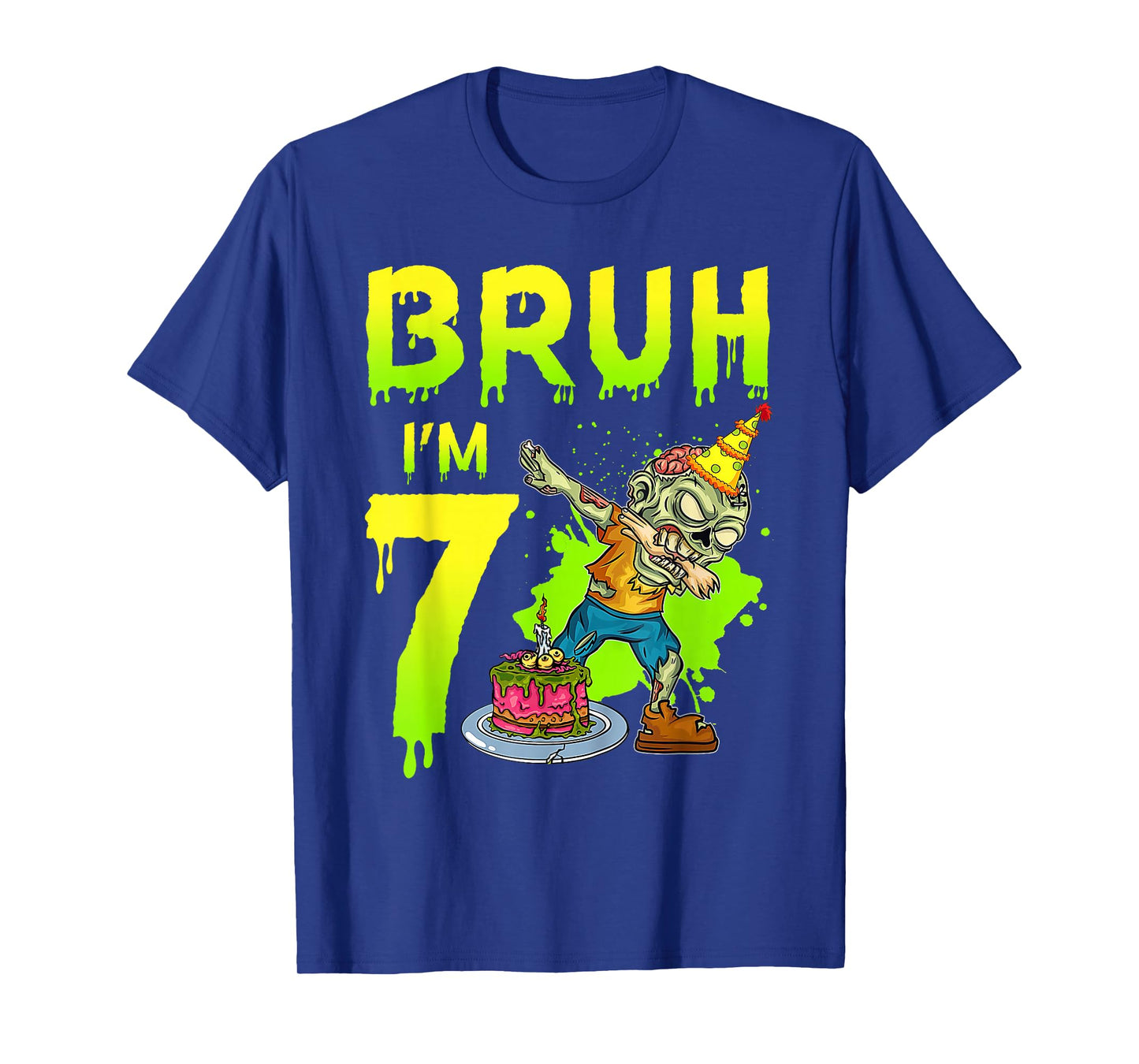 Bruh I'm 7th Birthday Zombie Lover 7 Years Old Boys T-Shirt