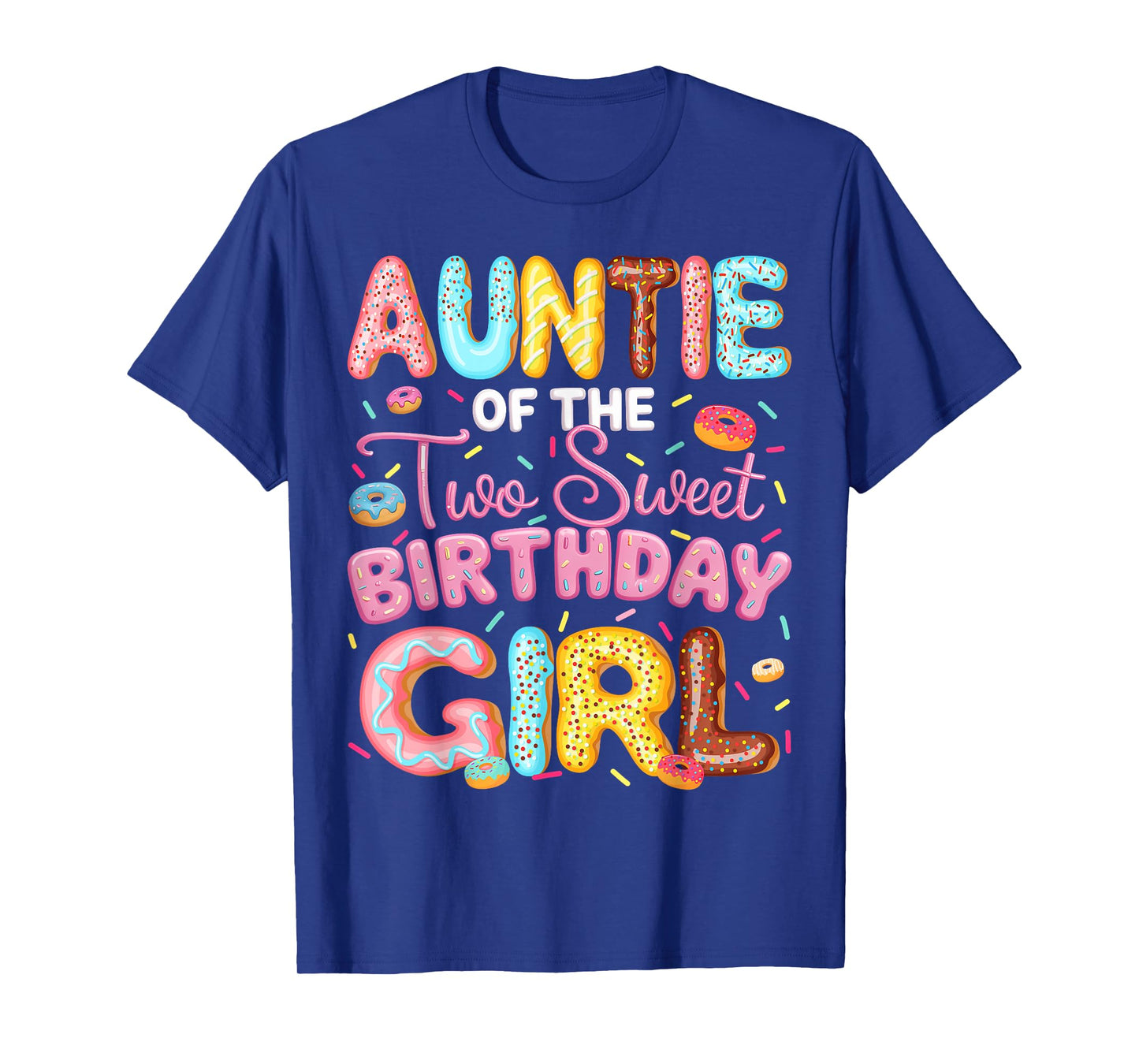 Auntie Of The Two Sweet Birthday Girl Donut 2Nd Birthday T-Shirt