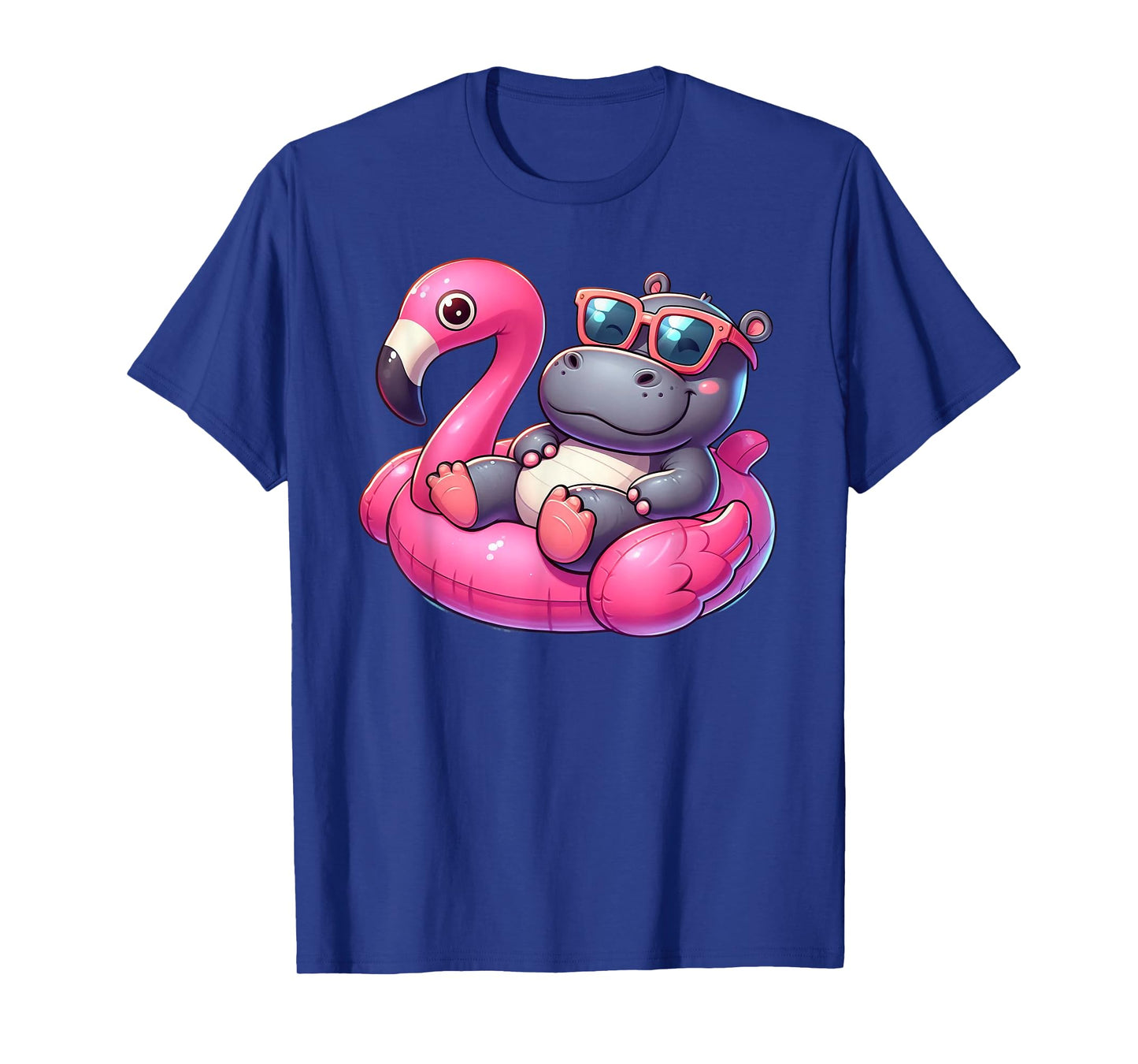 Funny Summer Hippo Pink Pool Party Hawaiian Summer Vacation T-Shirt