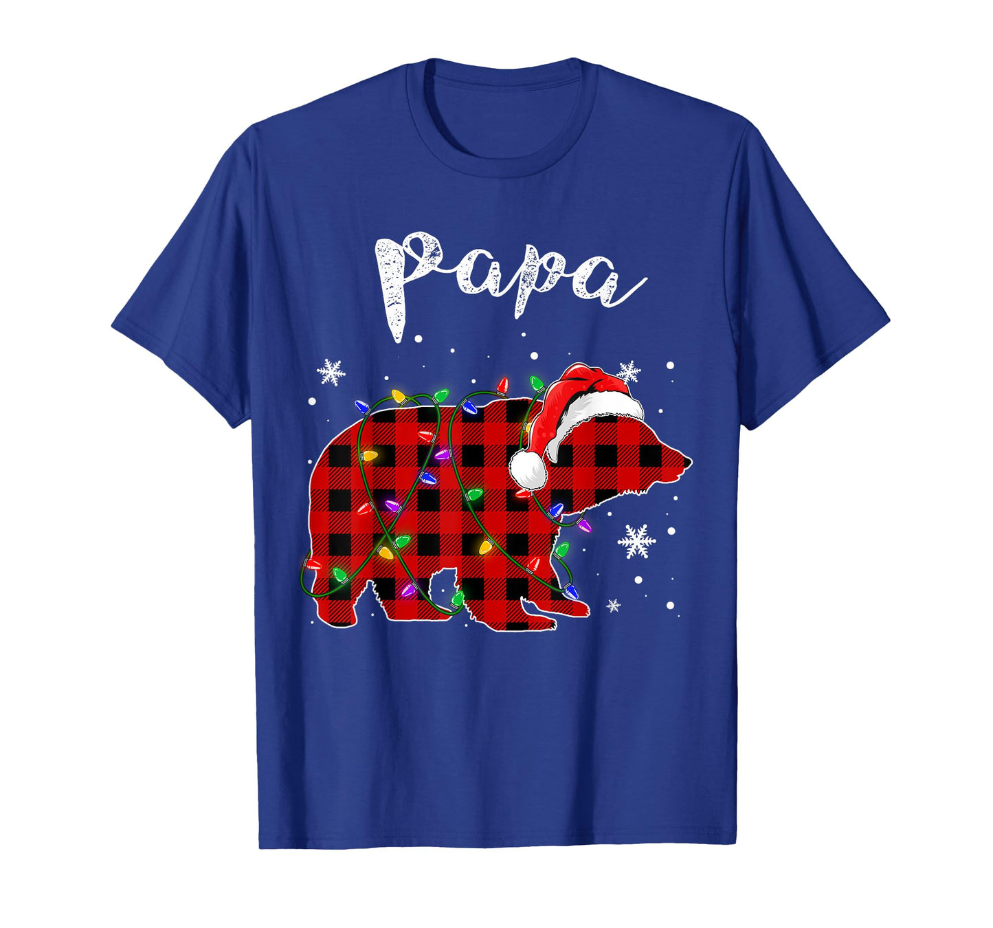 Red Plaid Papa Bear Buffalo Matching Family Pajama Christmas T-Shirt