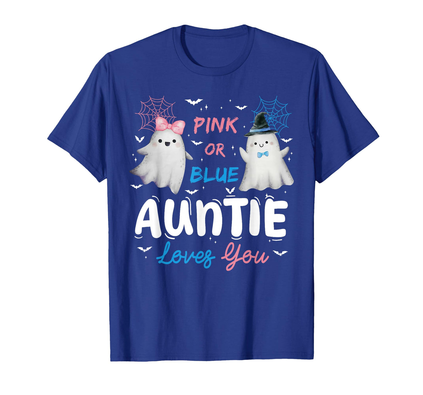 Pink or Blue Auntie Loves You Halloween Ghost Gender Reveal T-Shirt