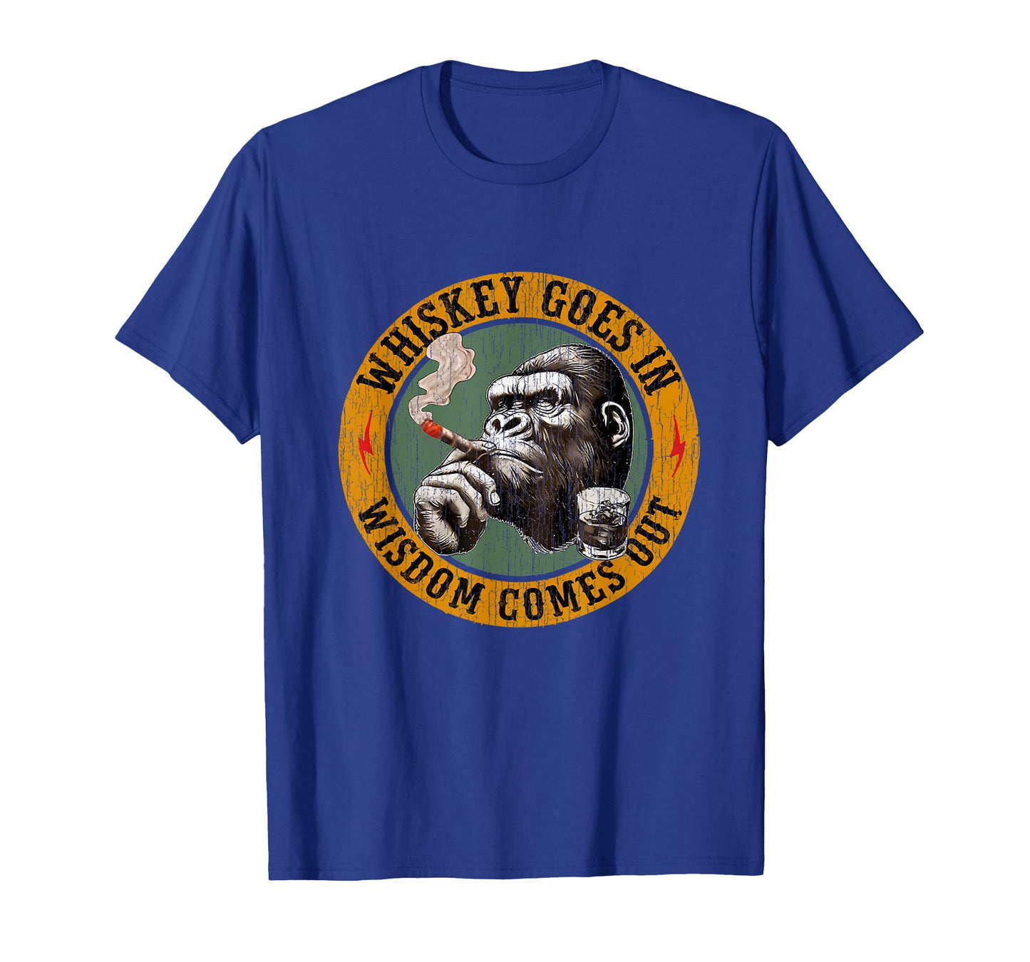 Bourbon Goes in Wisdom Comes Out Monkey Whiskey T-Shirt