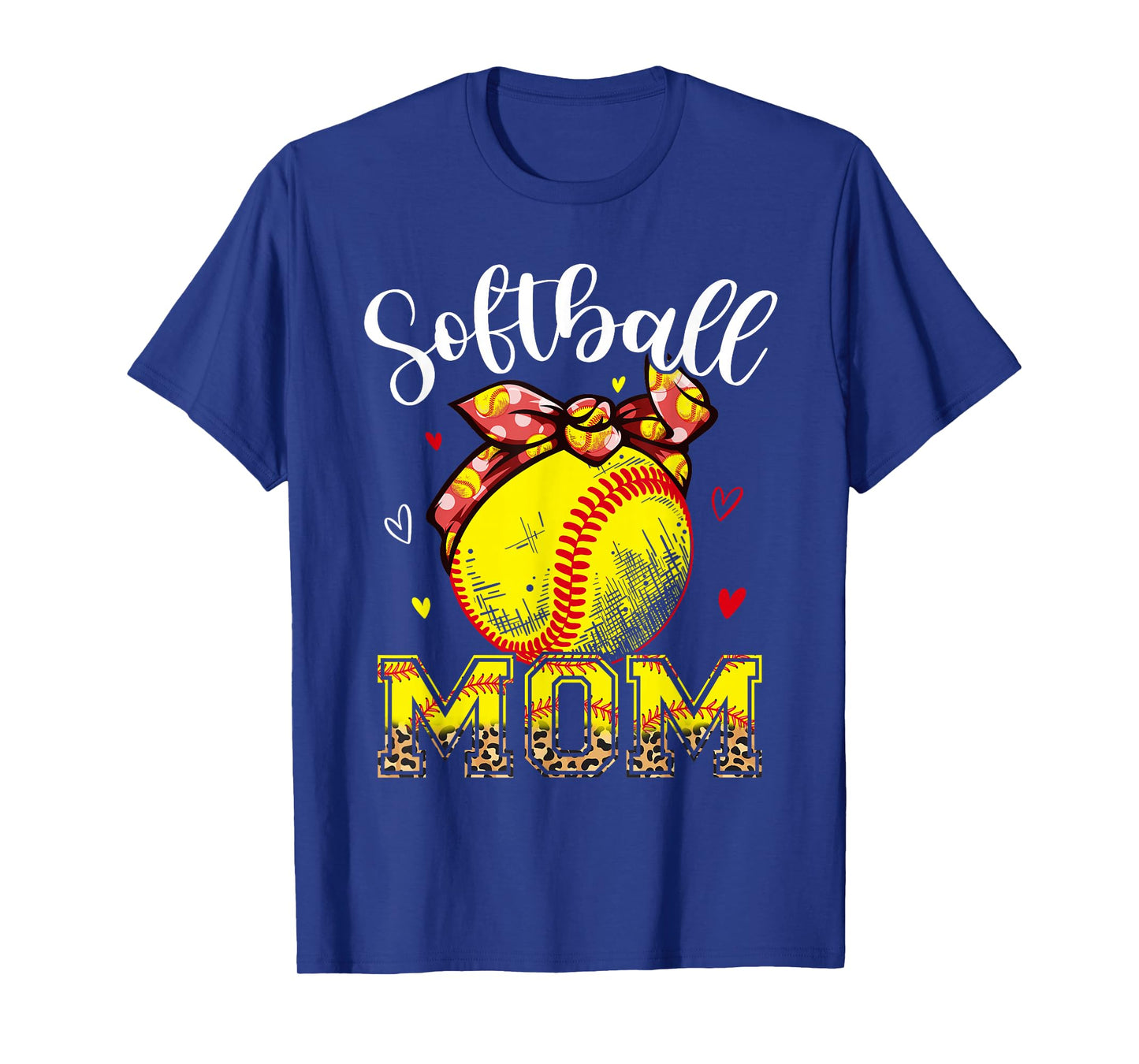 Softball Mom Headband Leopard Softball Ball Mothers Day Mama T-Shirt