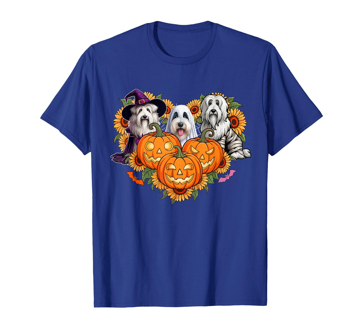 Three Halloween Bearded Collies Cosplay Witch Boo Mummy T-Shirt