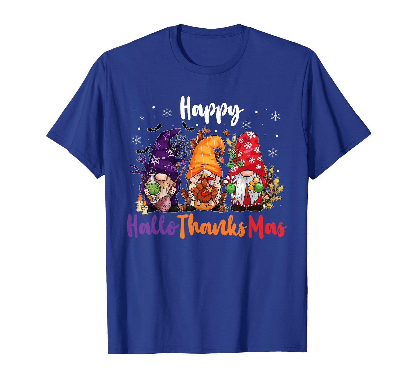 Happy Hallothanksmas Gnomes Lover Halloween Merry Christmas T-Shirt