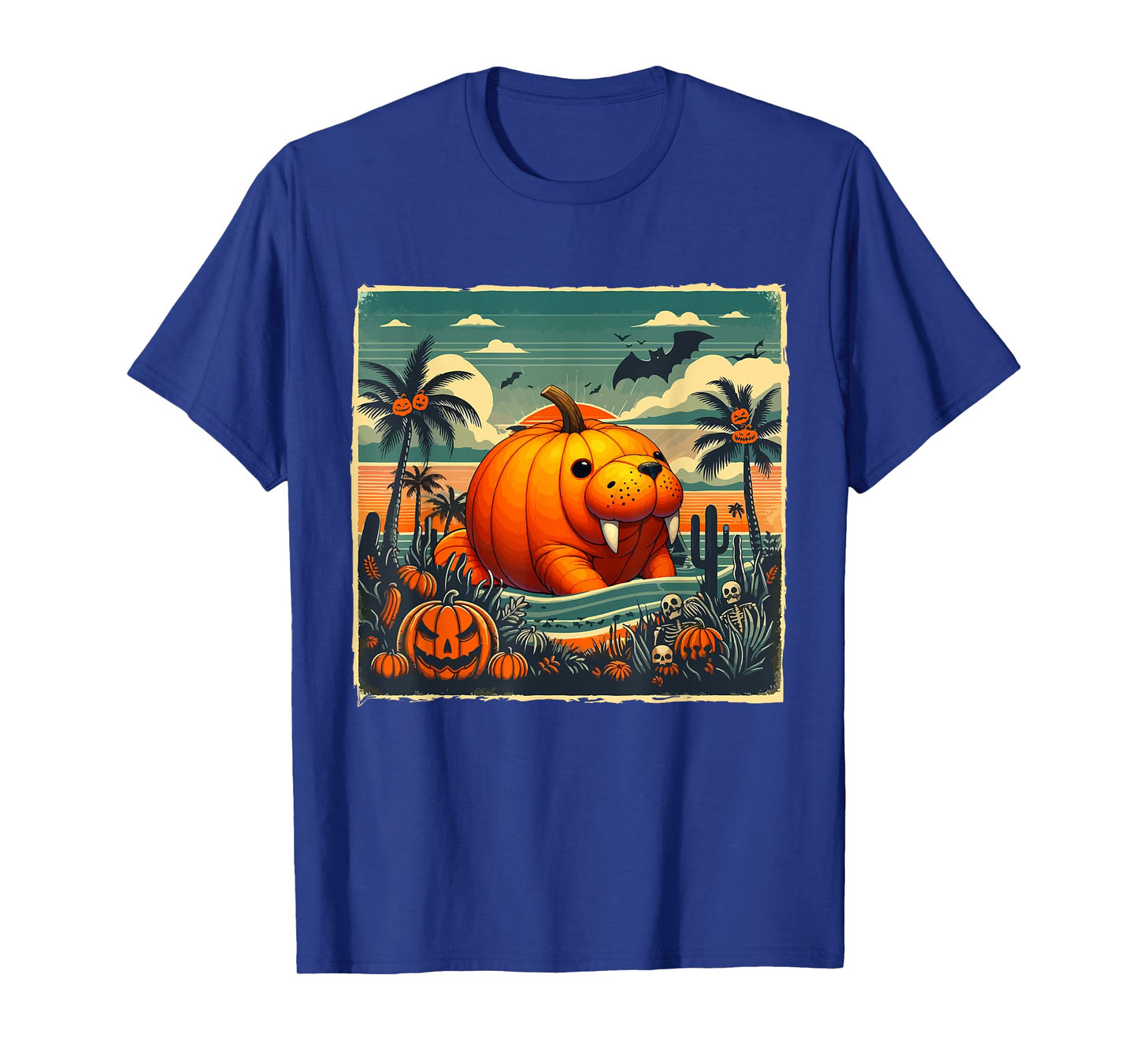 Horror Carved Pumpkin As Manatee Halloween Costume Beach T-Shirt