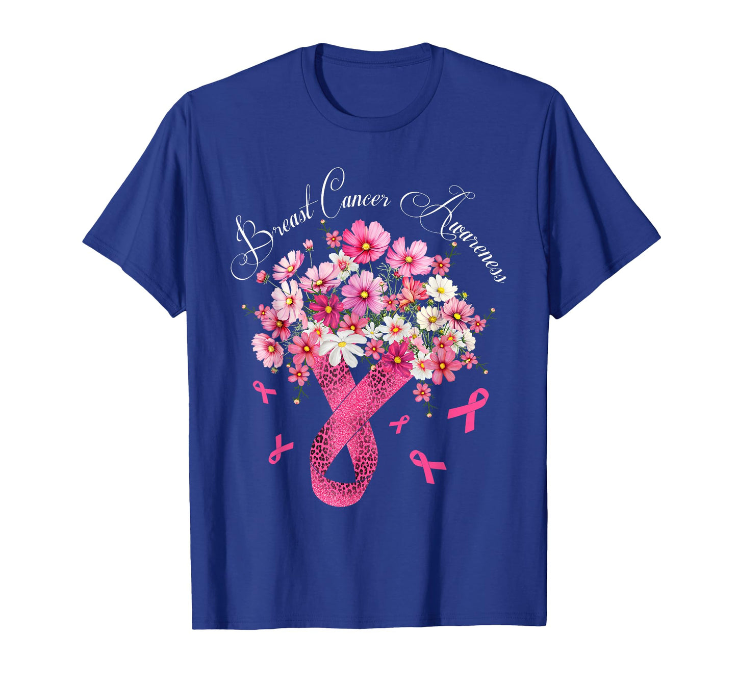Breast Cancer Awareness Fighter Survivor Floral Pink Ribbon T-Shirt