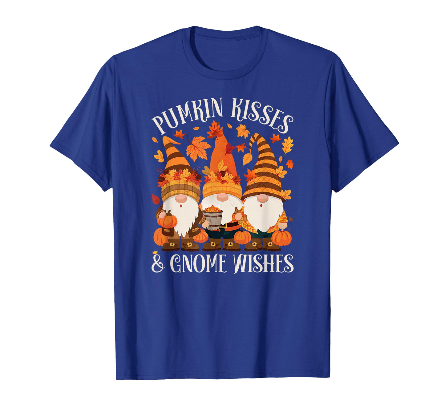 Funny Pumpkin Kisses & Gnome Wishes Thanksgiving T-Shirt