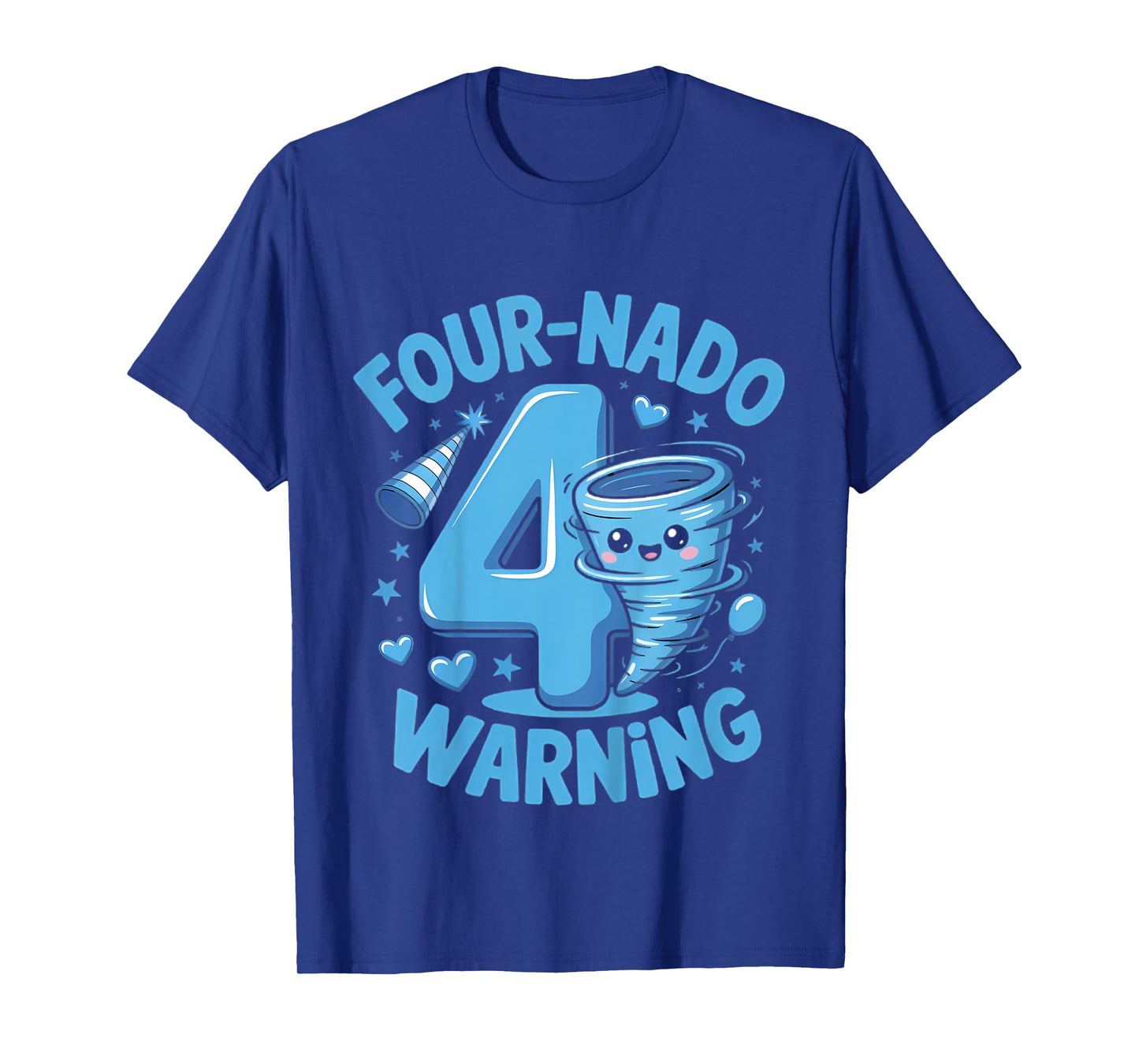 Kids Four-Nado Warning 4th Birthday Boy Tornado Birthday T-Shirt