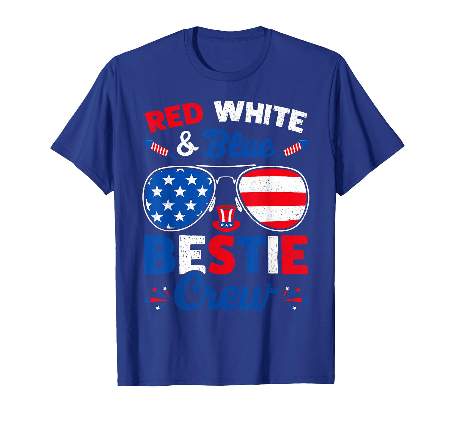 Retro 4th Of July Red White & Blue Bestie Crew American Flag Women Men T-Shirt