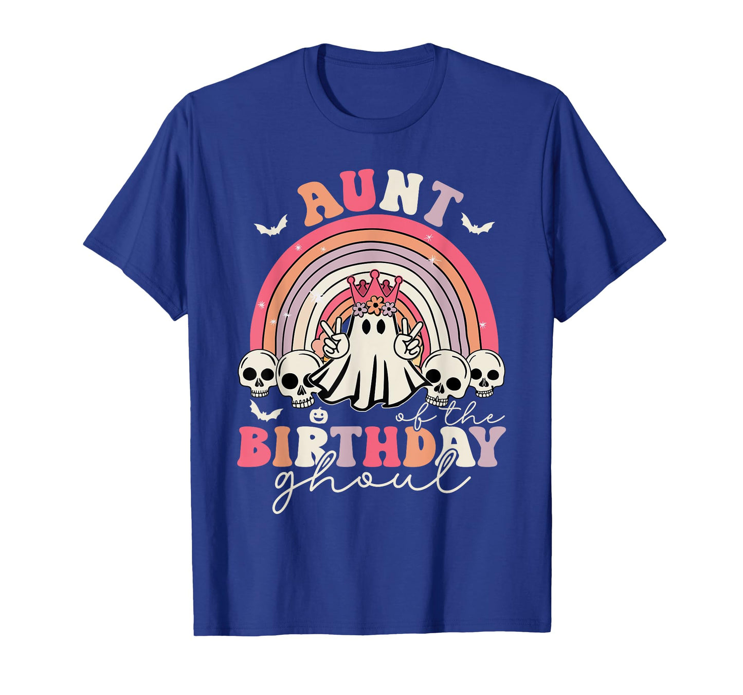 Aunt Of The Birthday Ghoul Rainbow Ghost Halloween Bday T-Shirt