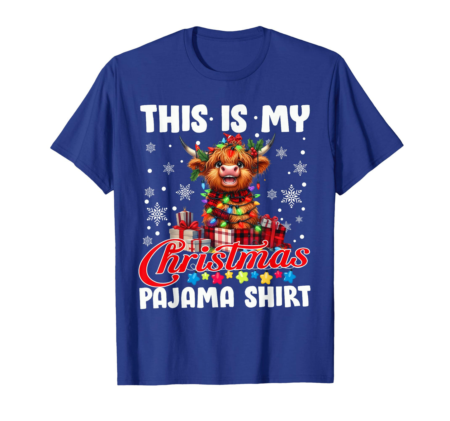 This Is My Christmas Pajama Santa Highland Cow Christmas T-Shirt