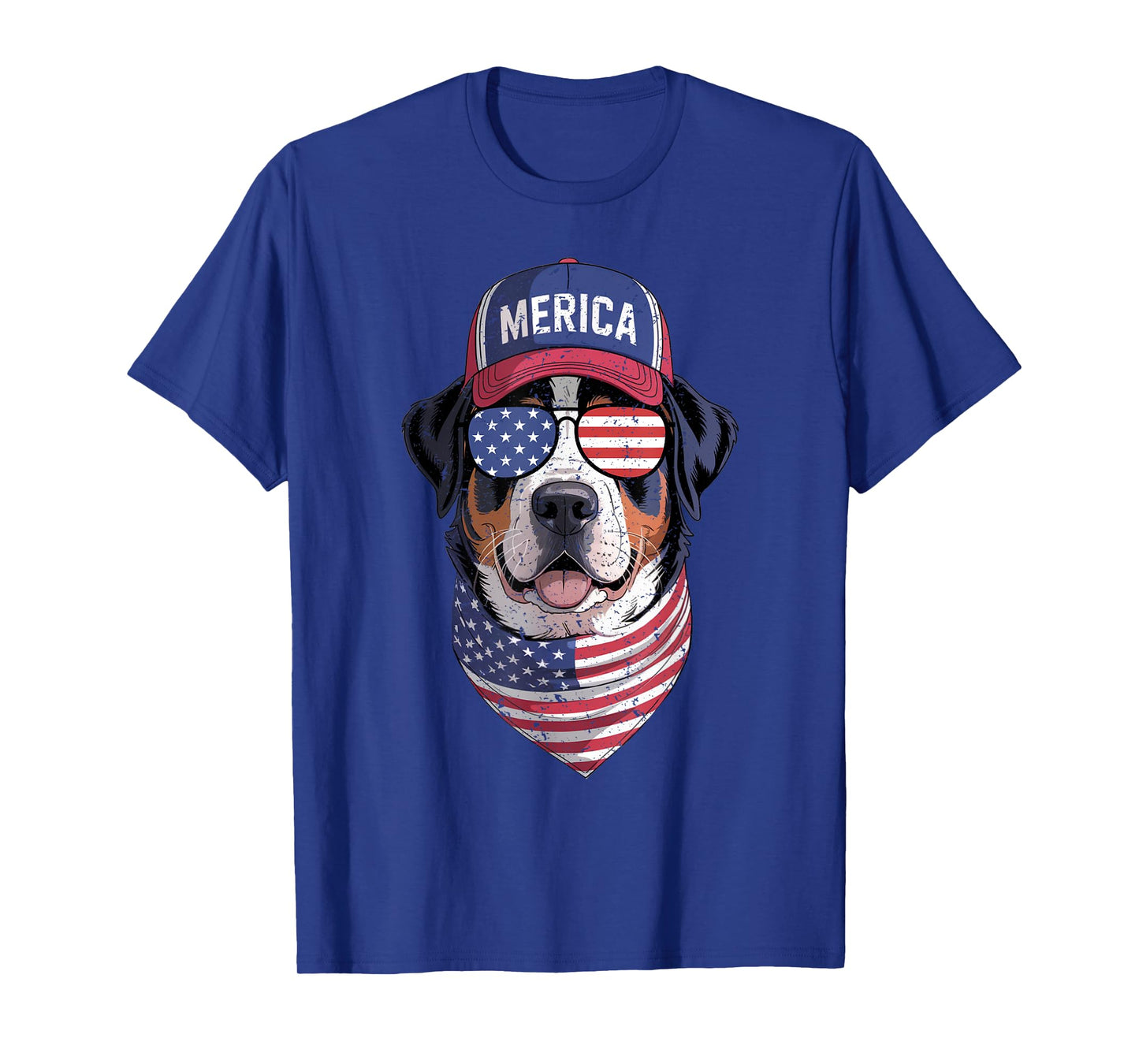 Greater Swiss Mountain Dog 4th of July US American Flag Men Women Kids T-Shirt