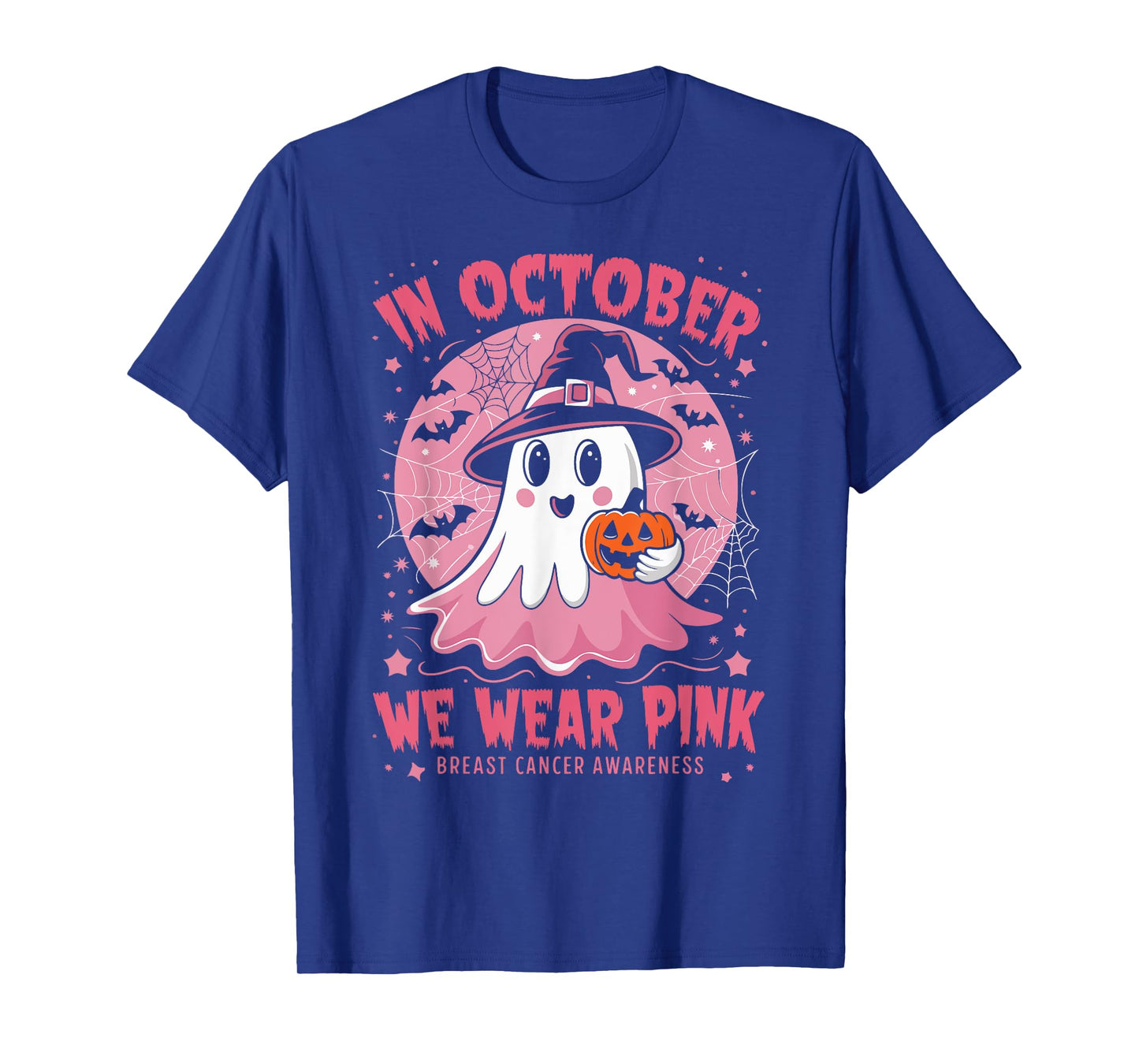 In October We Wear Pink Breast Cancer Awareness Women Ghost T-Shirt