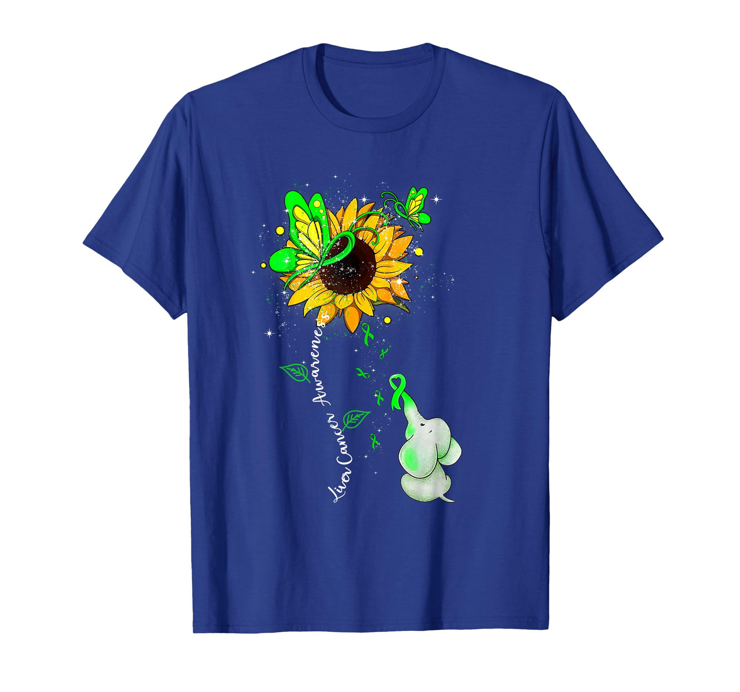 Liver Cancer Awareness Sunflower Elephant Men Womens T-Shirt
