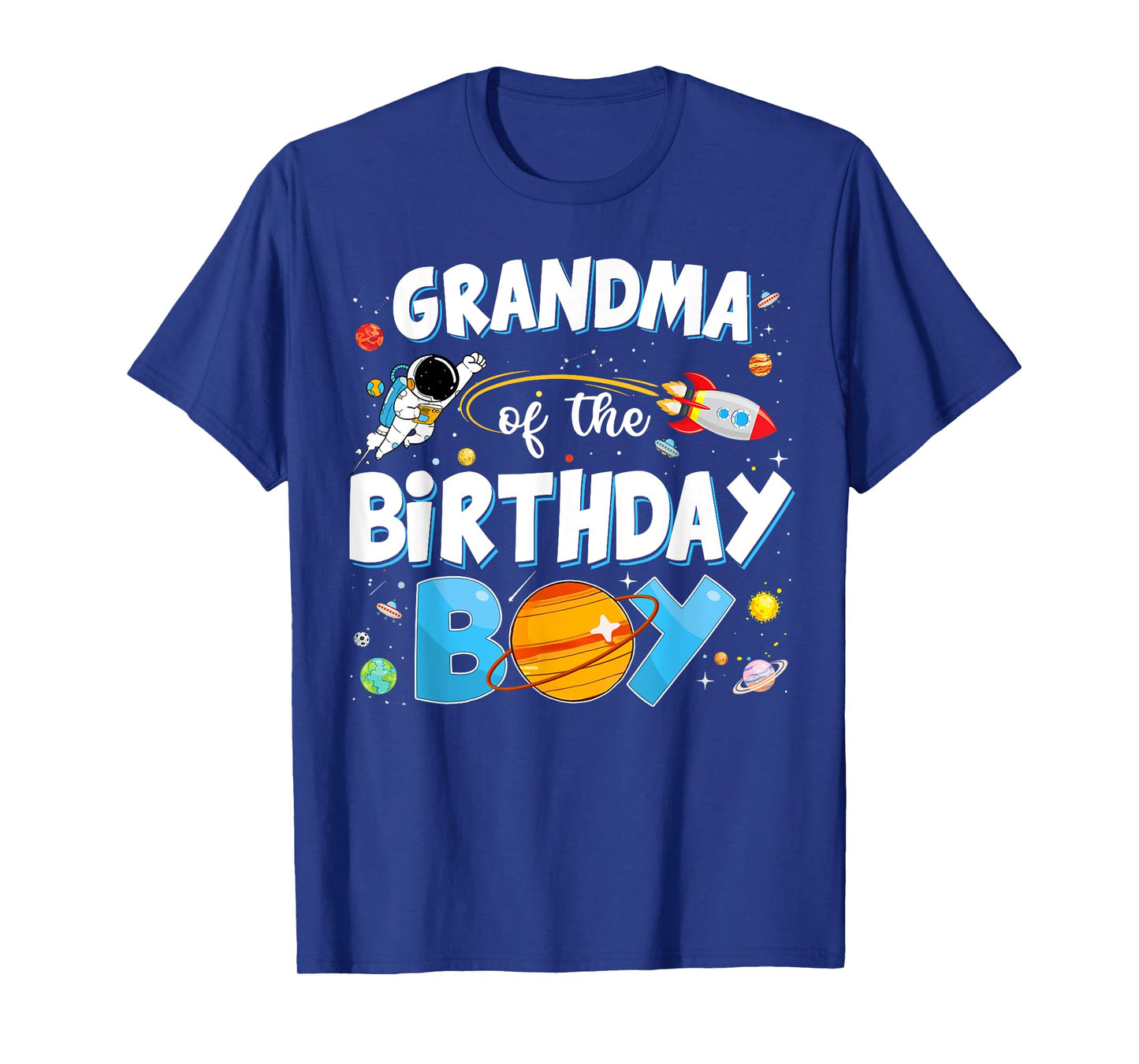 Funny Grandma Of The Birthday Boy Astronaut Space Planet T-Shirt