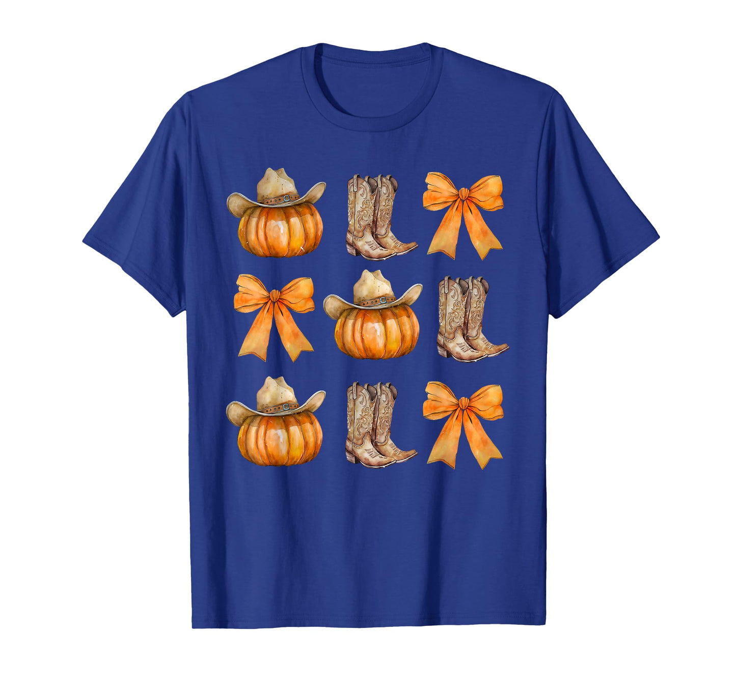 Coquette Bow Cowboy Western Pumpkin Autumn Fall Y'all Leaves T-Shirt