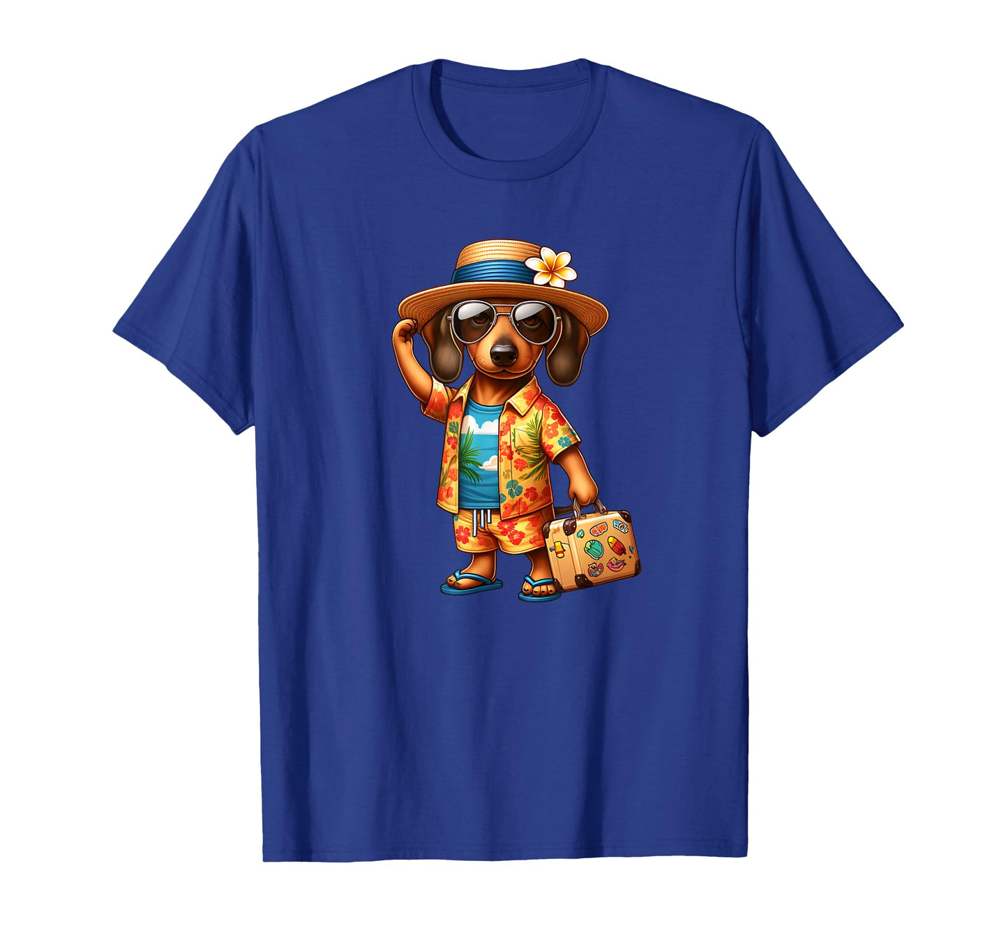 Funny Dachshund Doxie Dog Hawaiian Outfit Men Women Kids T-Shirt