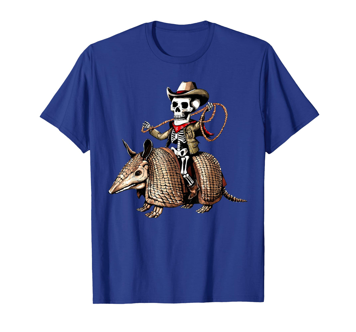 Vintage Cowboy Skeleton Riding Armadillo Funny Western Retro T-Shirt