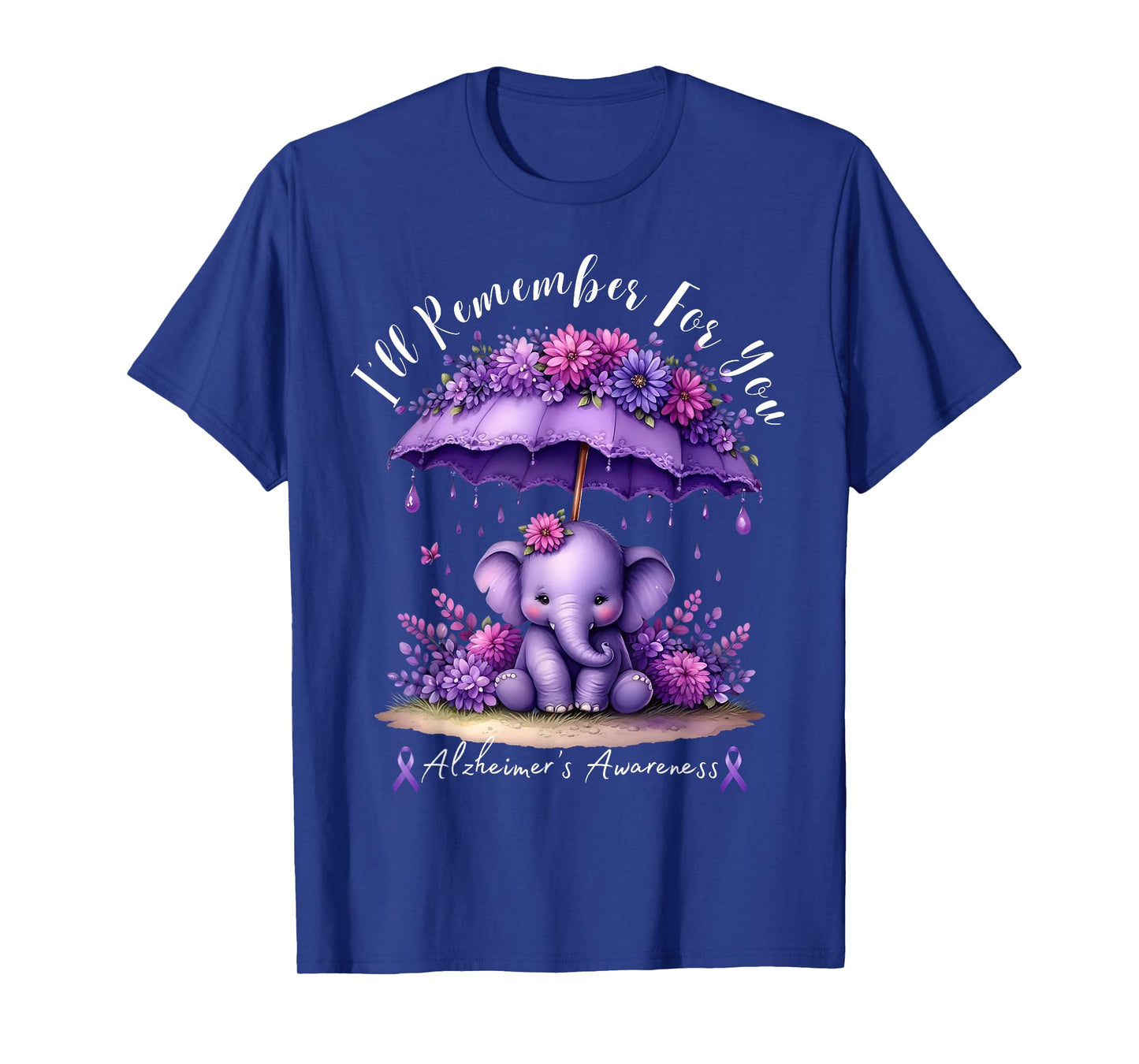 I'll Remember For You Purple Elephant Alzheimer's Awareness T-Shirt