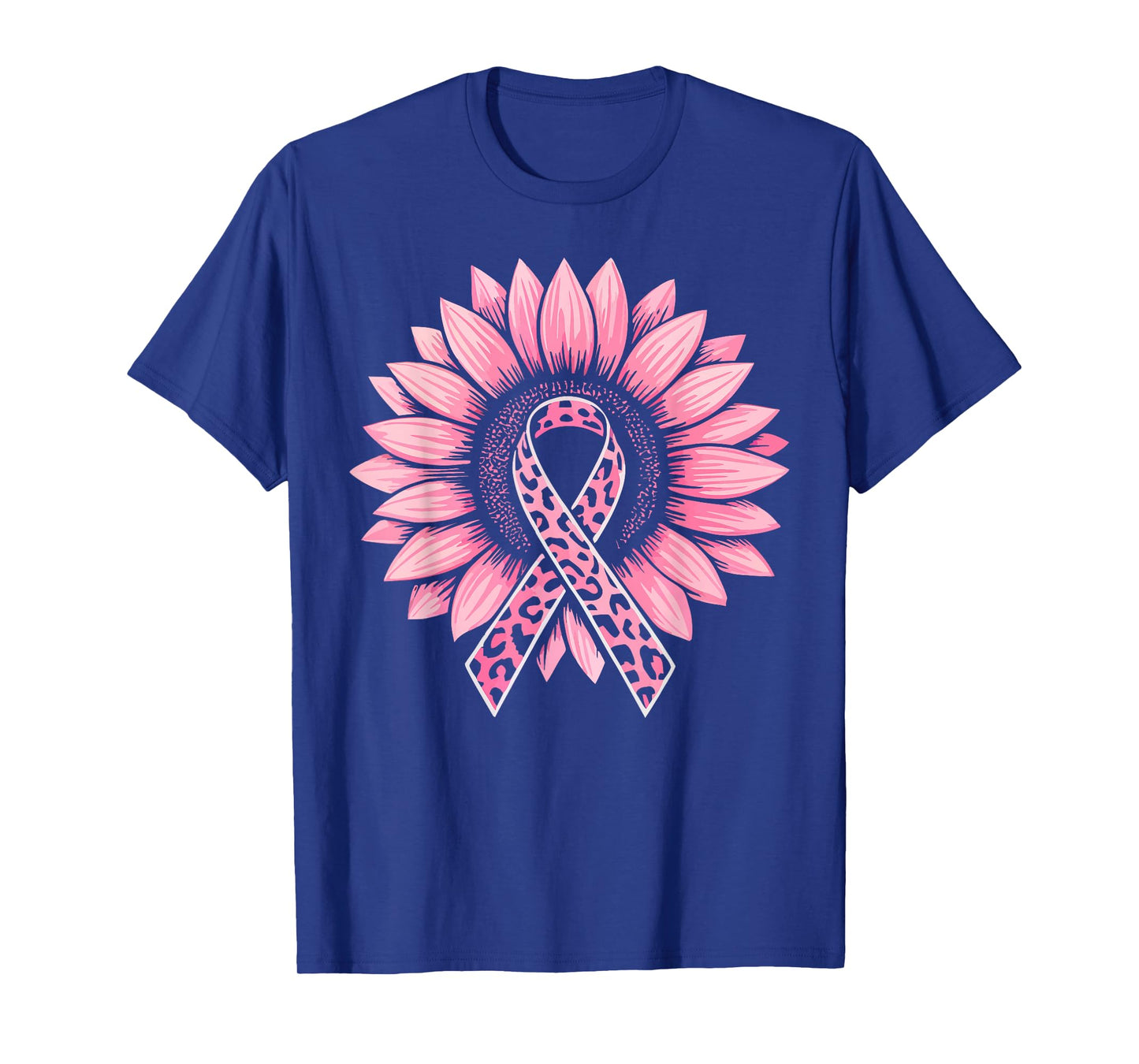 Sunflower Pink Ribbon Breast Cancer Awareness Women Warrior T-Shirt