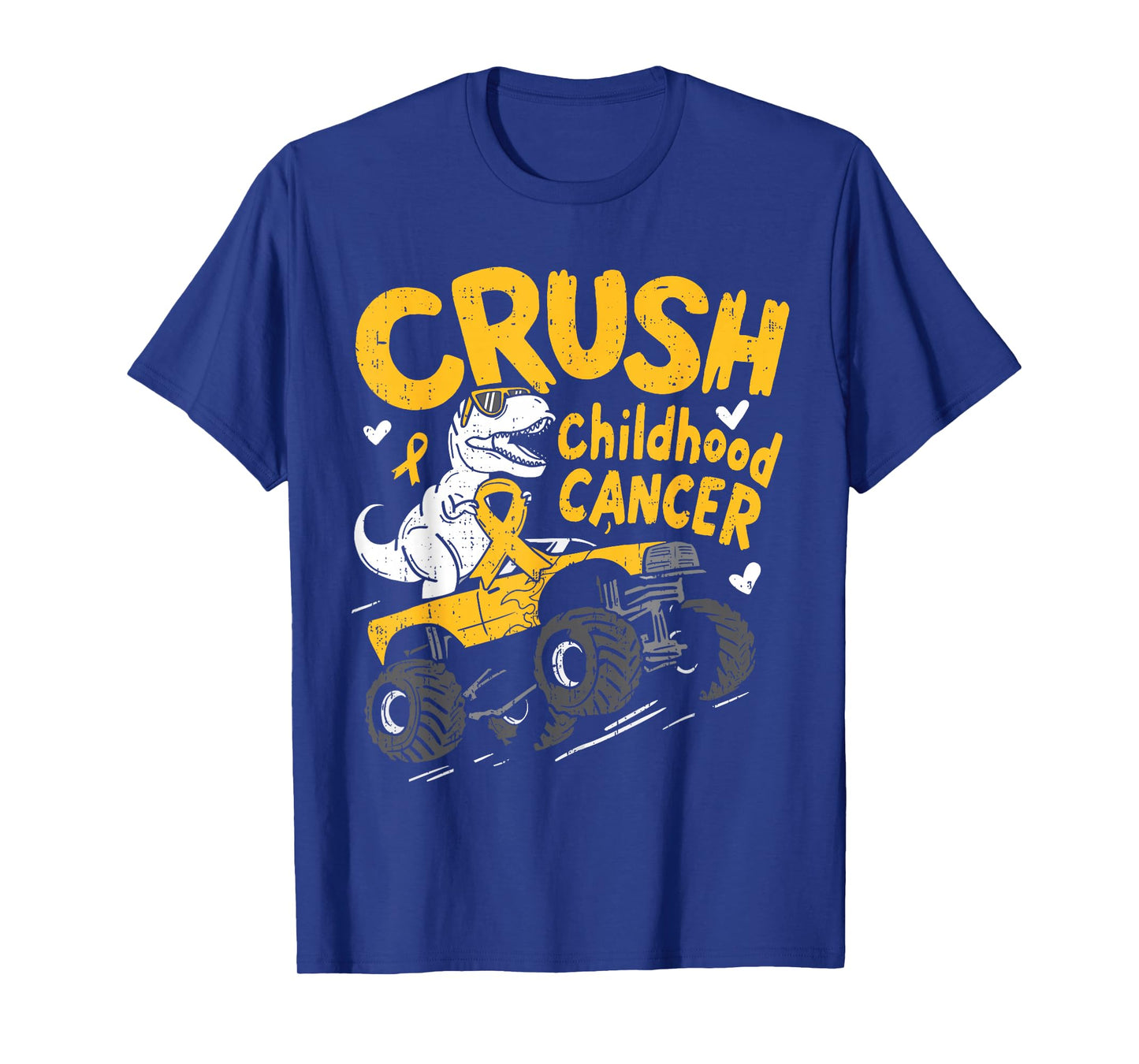 Crush Childhood Cancer Awareness T Rex Dino Truck Boy Kids T-Shirt