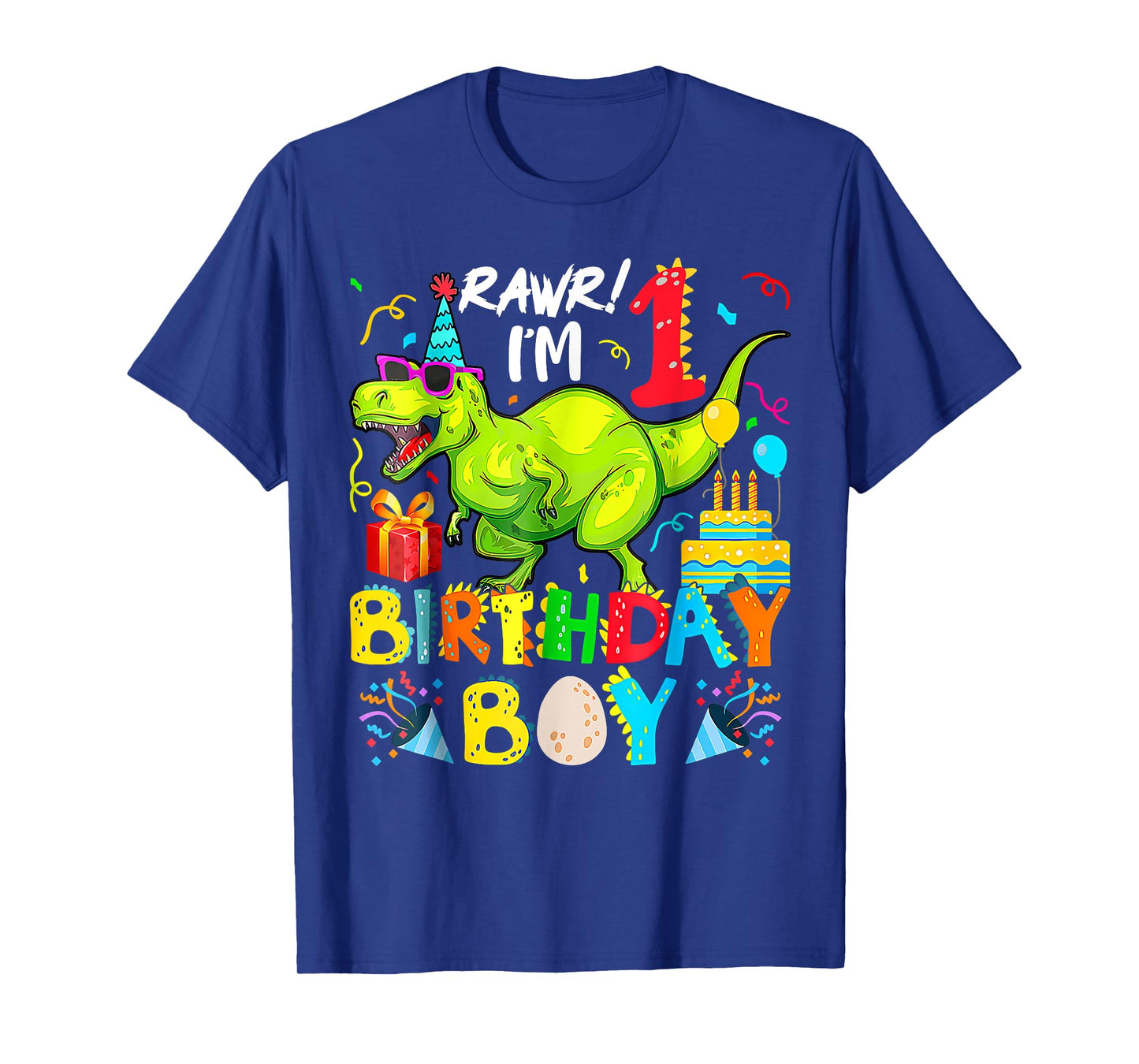 Rawr I'm 1St Birthday Boy Dinosaur T-Rex 1 Years Old T-Shirt