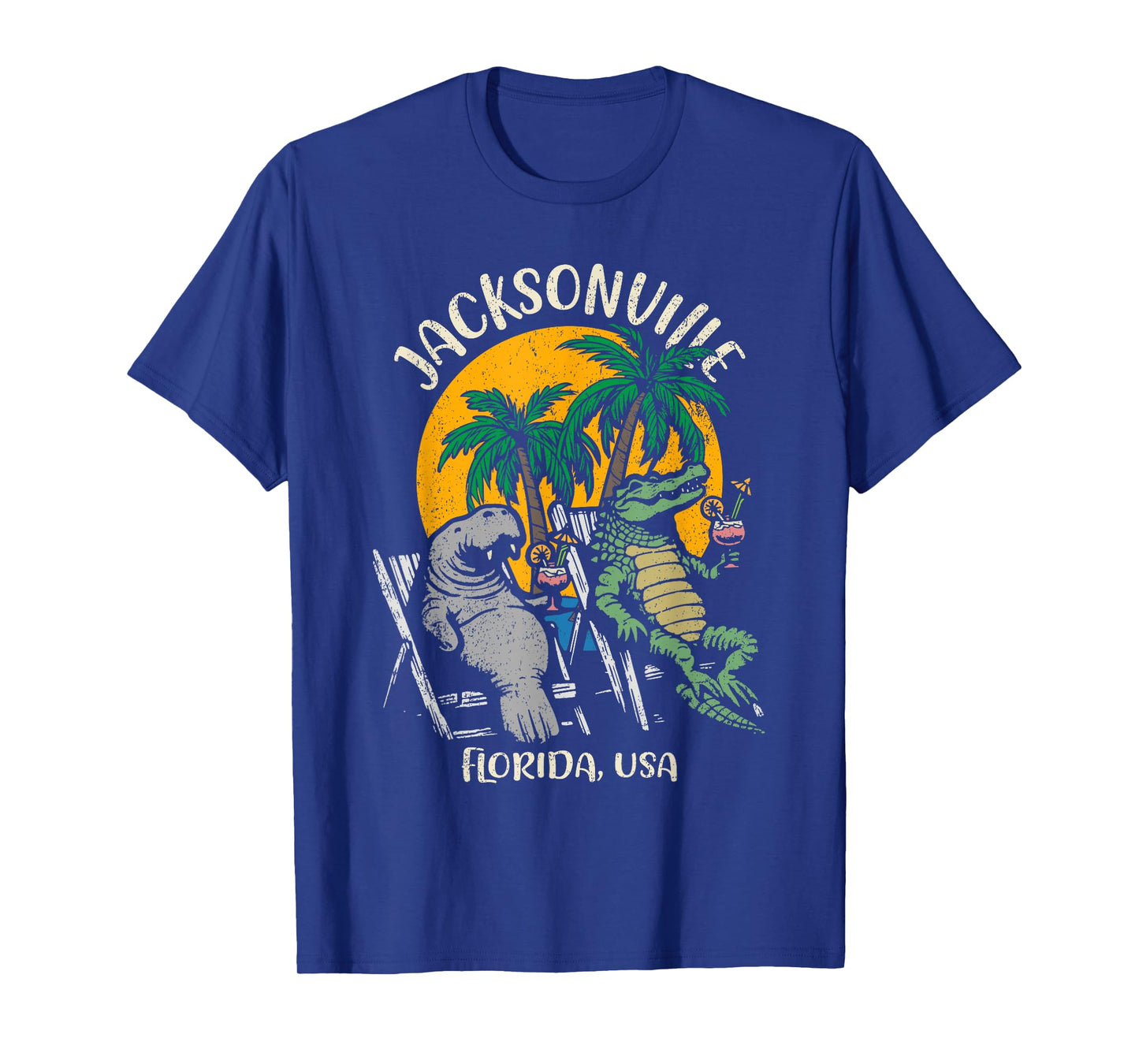 Jacksonville Florida USA Funny Manatee and Alligator Design T-Shirt