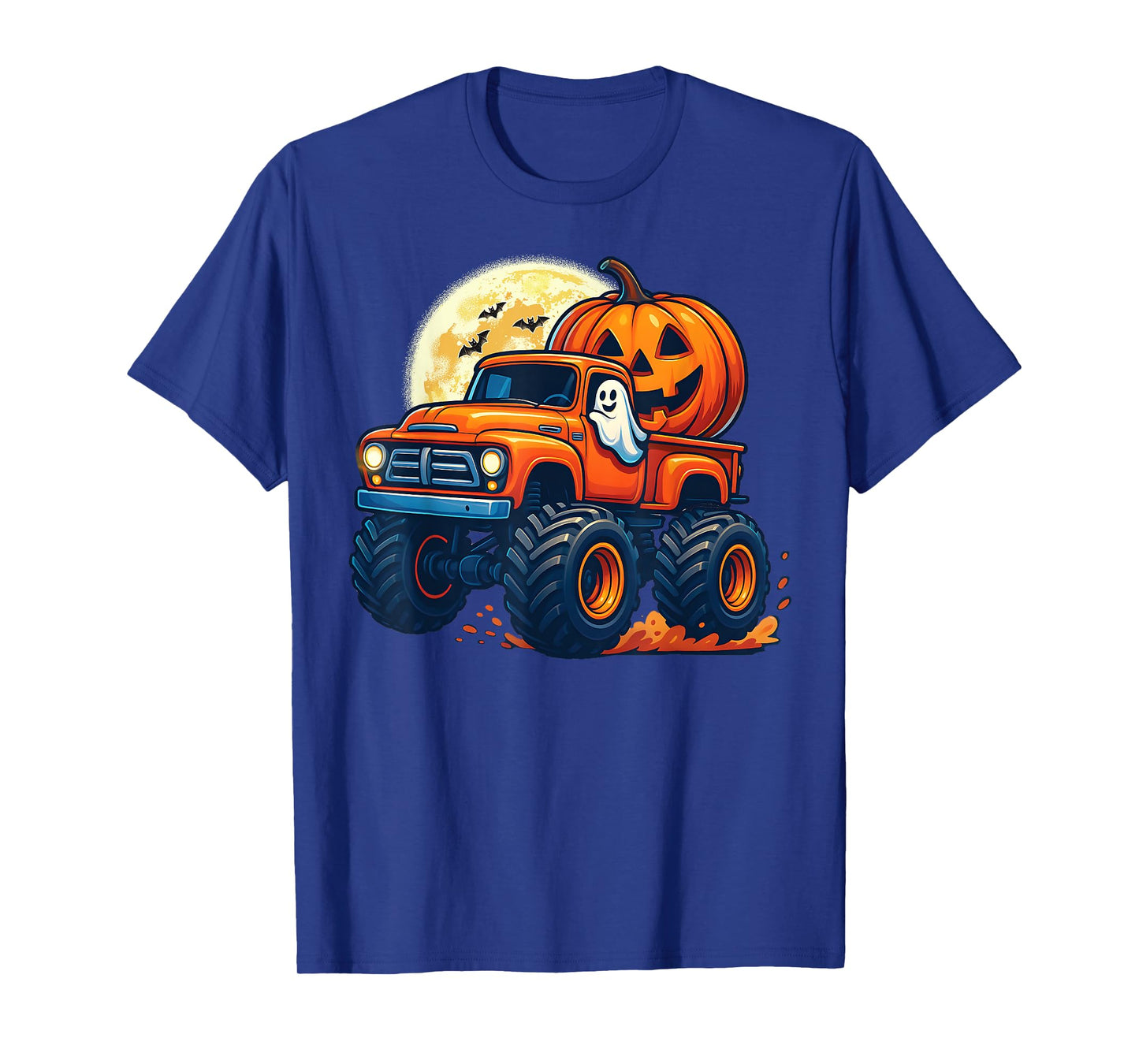 Ghost Pumpkin Riding Monster Truck Lazy Halloween kids Boys T-Shirt