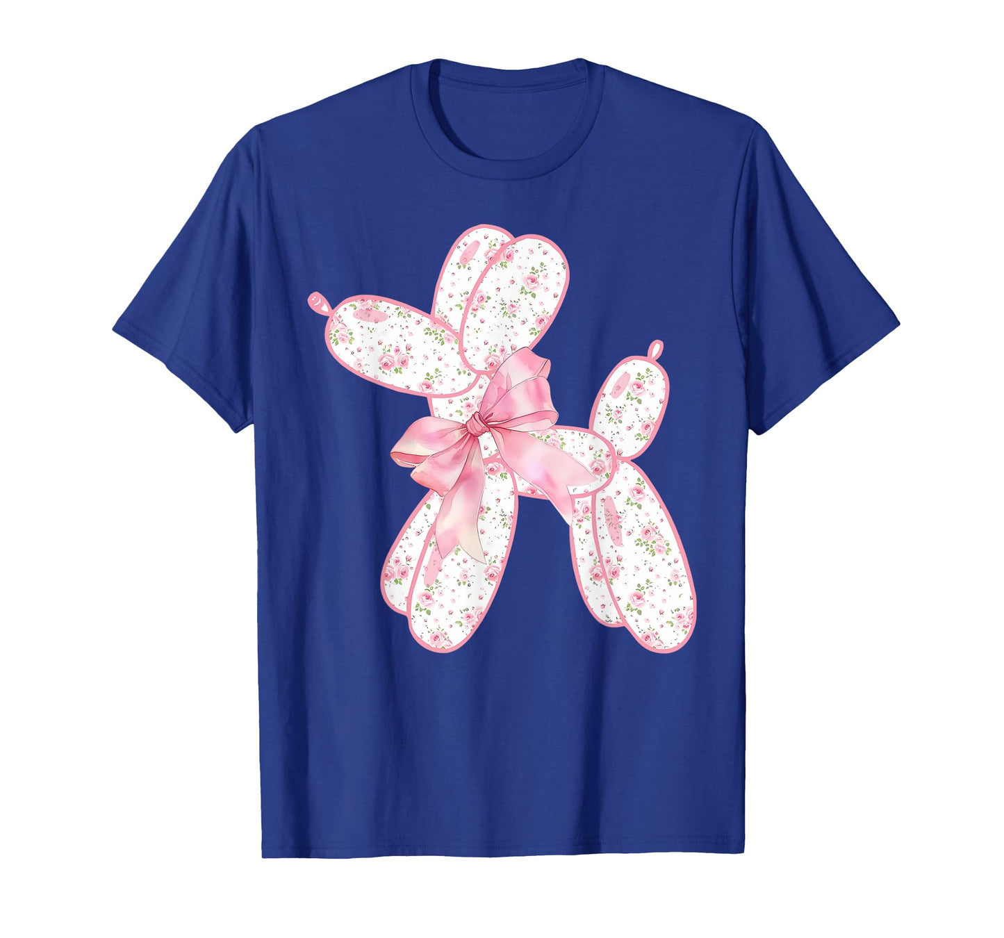 Balloon Dog Floral Pink Coquette Bow Women Kids Dog Lover T-Shirt