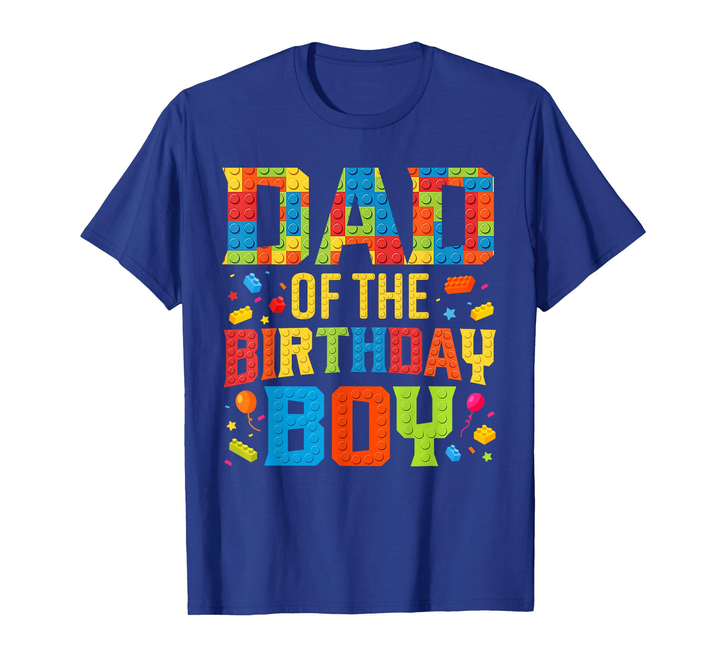 Dad Of The Birthday Boy Master Builder Building Blocks Kids T-Shirt