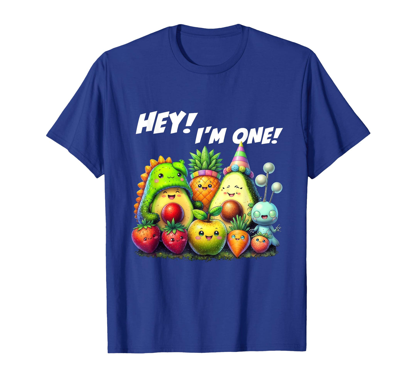 Hey I'm One Birthday Boy Funny Fruit Birthday Hey Bear T-Shirt