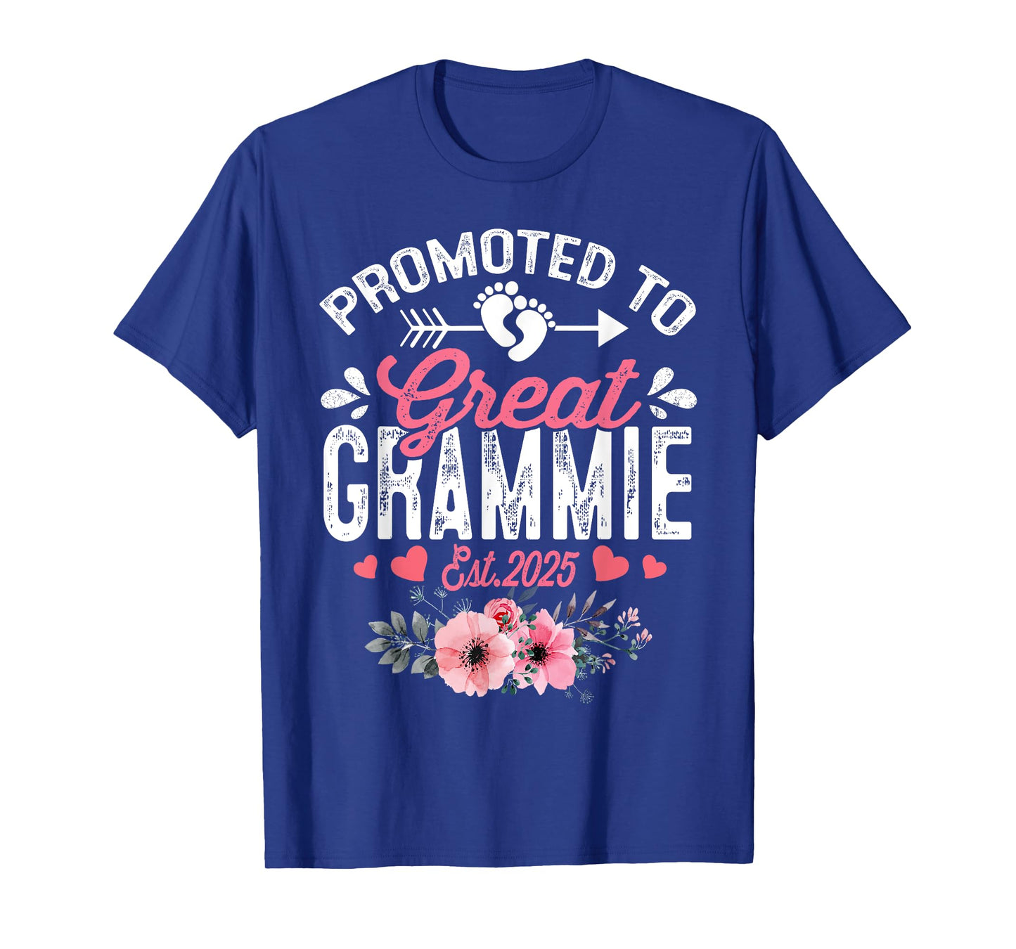 Promoted To Great Grammie Est 2025 First Time Grammie Floral T-Shirt
