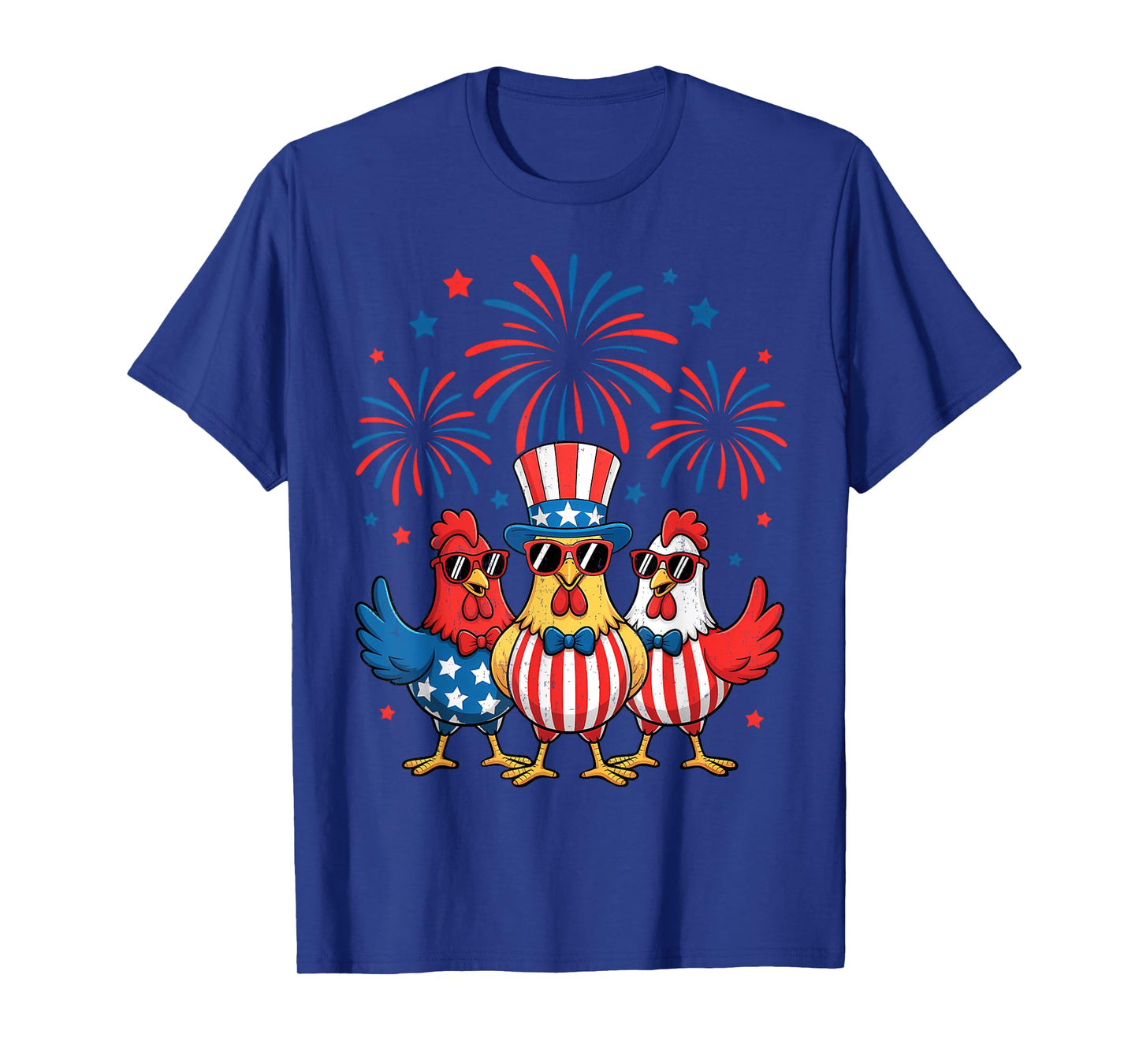 4th Of July Chickens Stars Stripes Farmer Women Men Kids T-Shirt