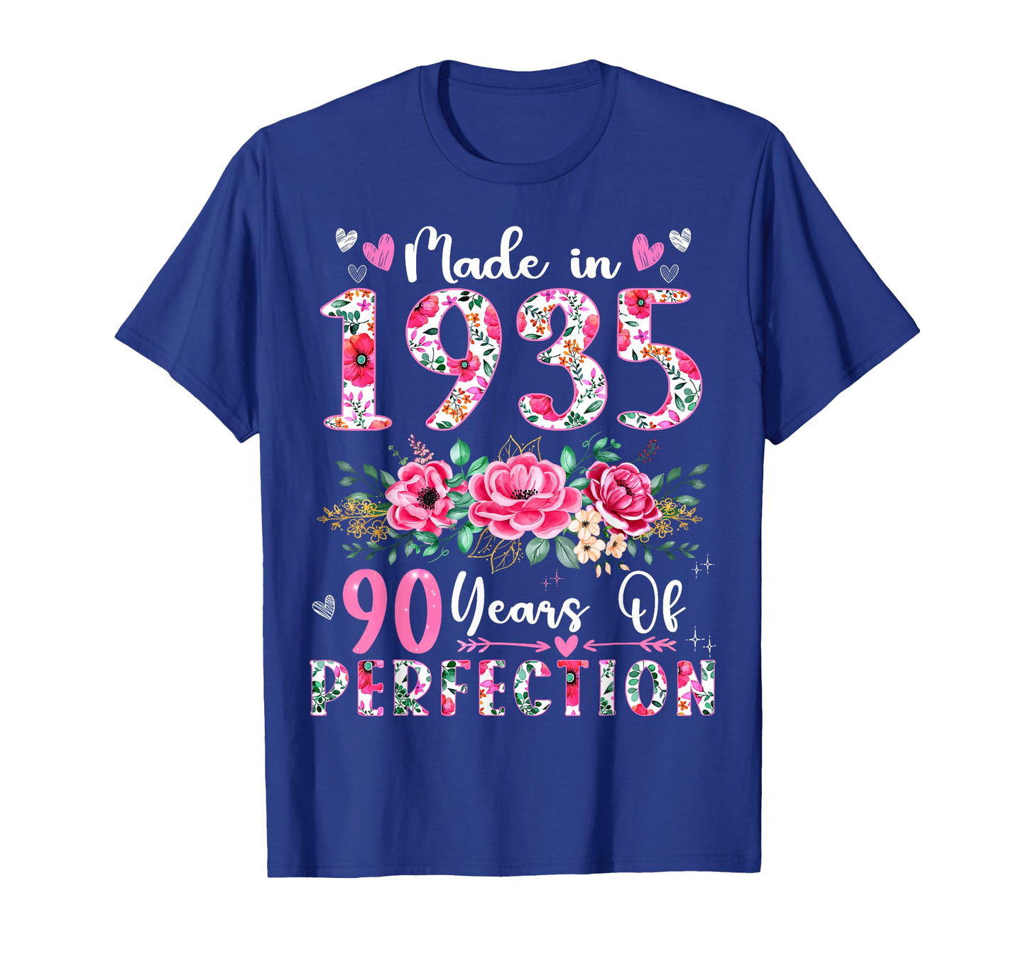 90 Year Old Made In 1935 Floral 90th Birthday Women T-Shirt