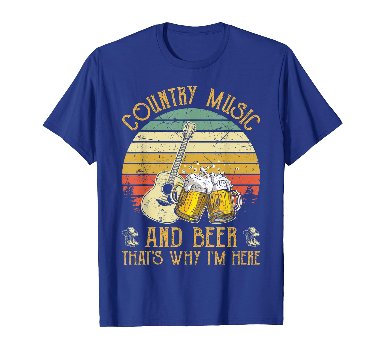 Retro Country Music And Beer That's Why I'm Here Vintage T-Shirt