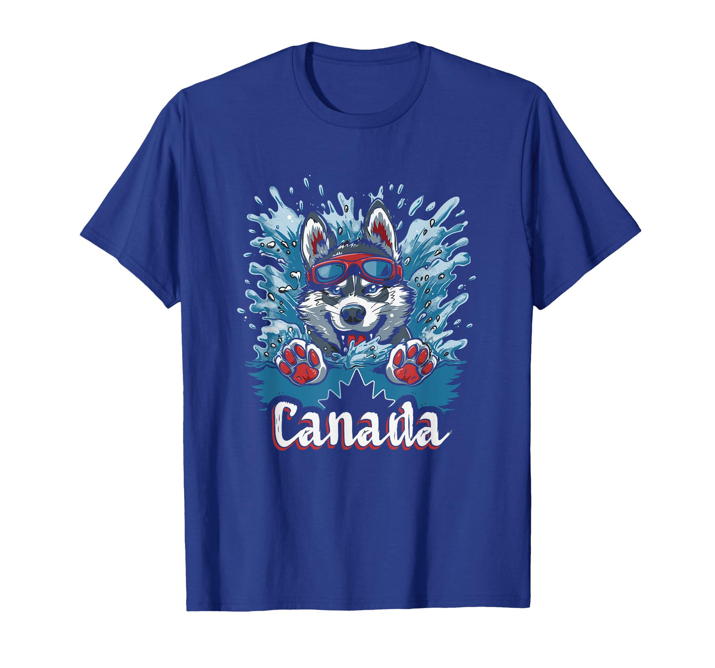 Canada Husky Dog Swimming Art - Canadian Souvenir T-Shirt