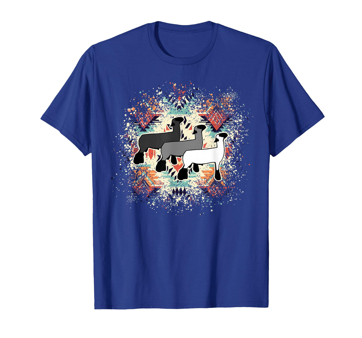 Show Club Lamb with Western Aztec-Inspired Geometric Splash T-Shirt