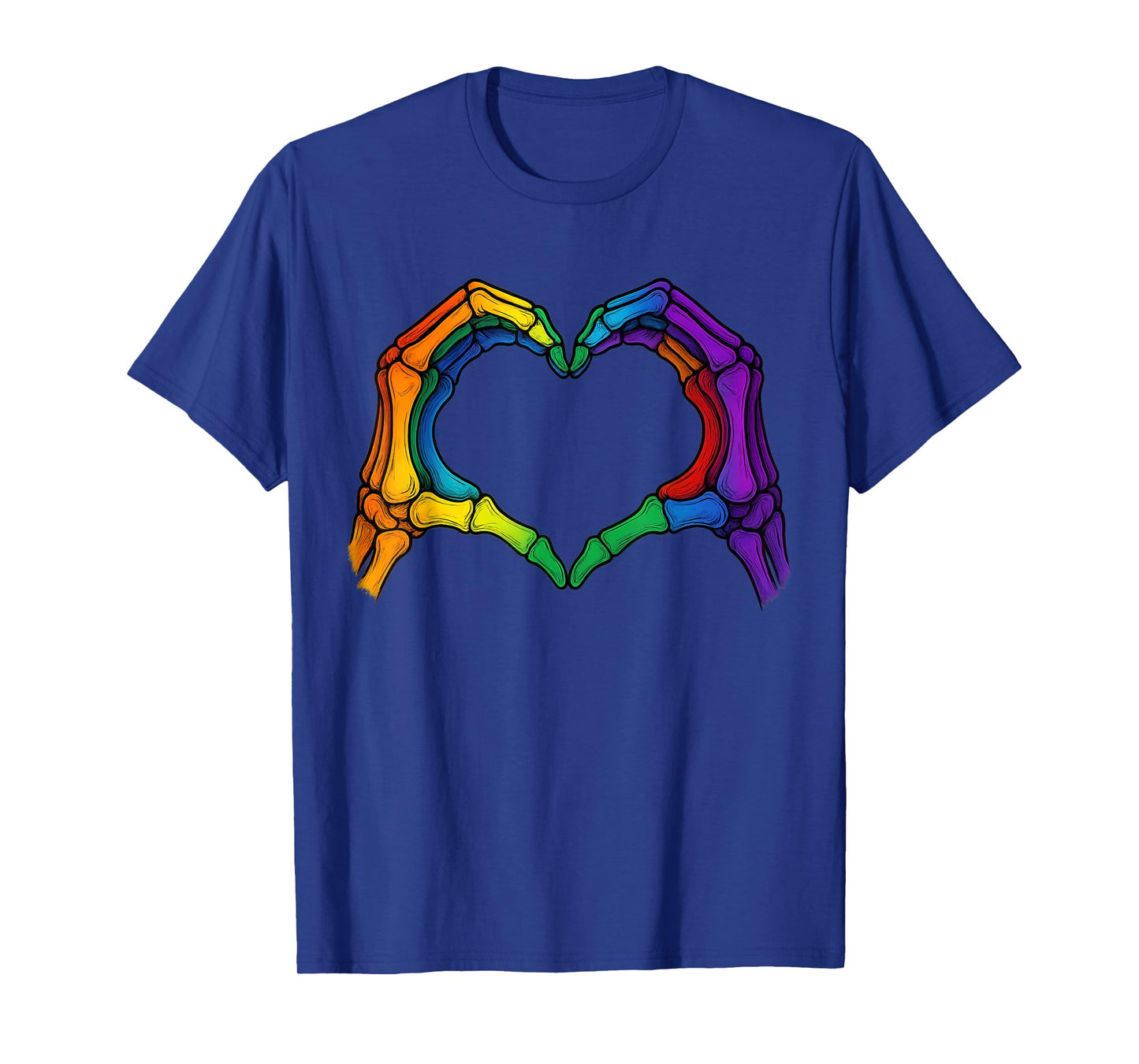 Skeleton Heart Hand LGBT-Q Cool Rainbow Flag Gay Pride Ally T-Shirt