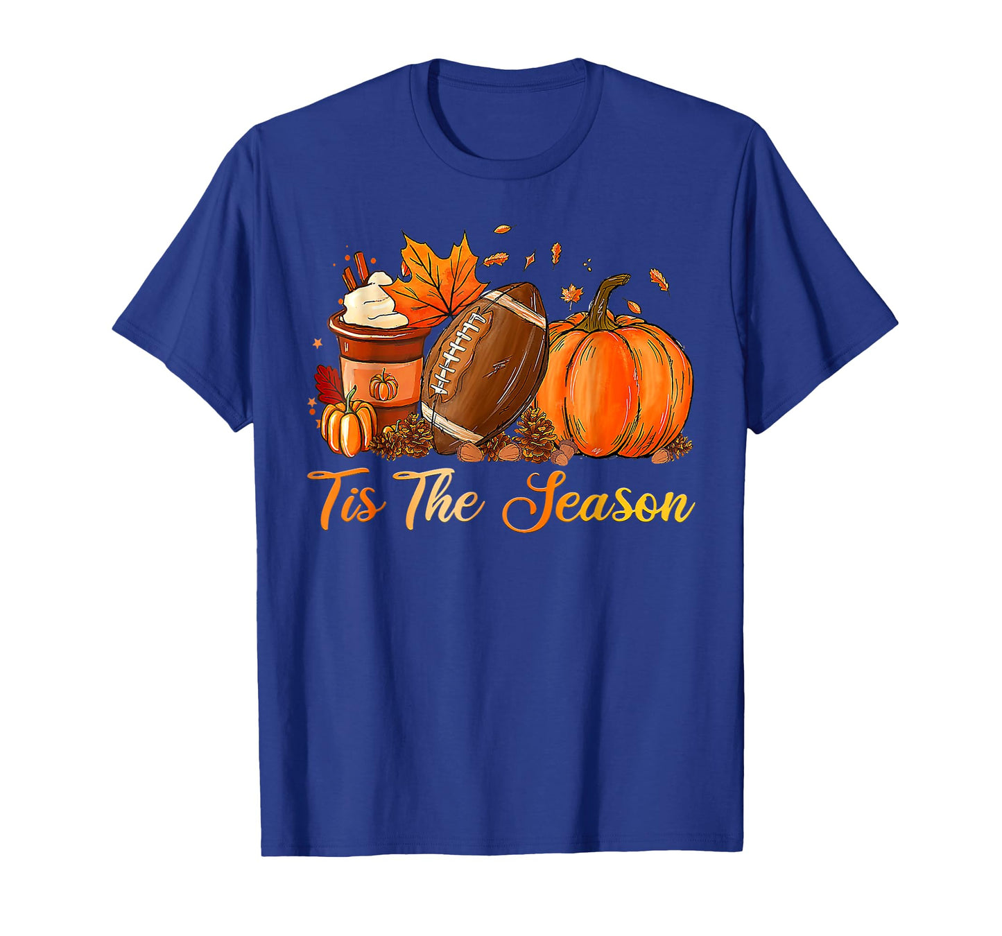 Pumpkin Spice Football Tis The Season Fall Thanksgiving T-Shirt