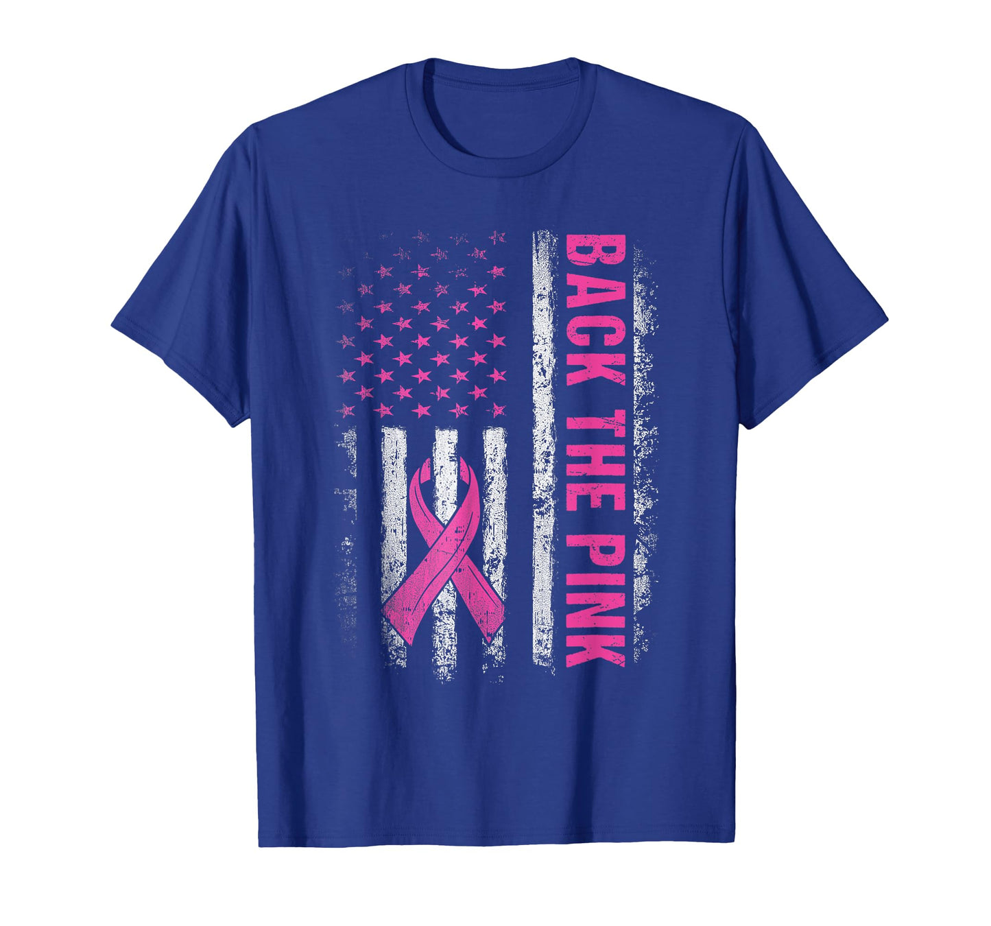 Back The Pink Ribbon American Flag Breast Cancer Awareness T-Shirt
