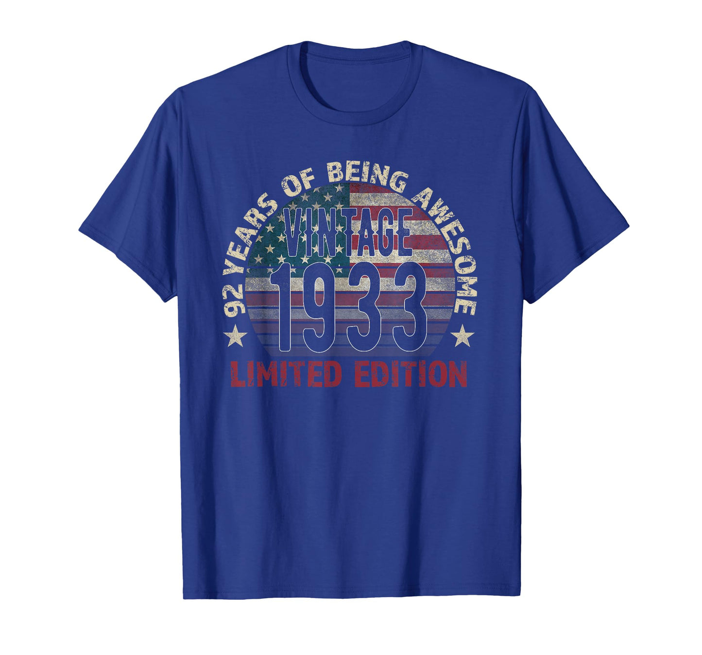 92th Birthday Gift men Vintage born 1933 turning 92 Year Old T-Shirt