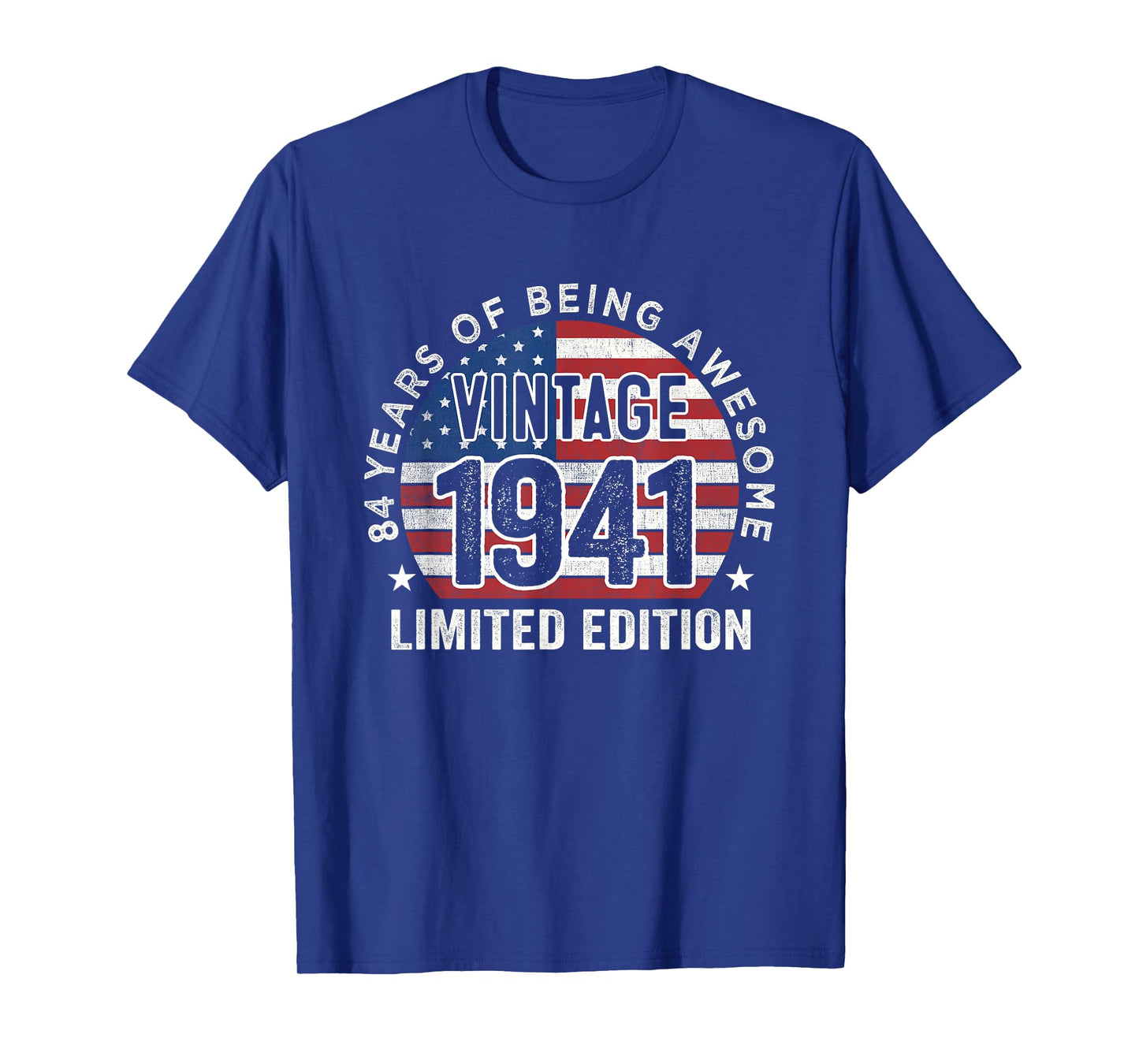 84th Birthday Gifts Men Vintage 1941 84 Years Old USA Flag T-Shirt