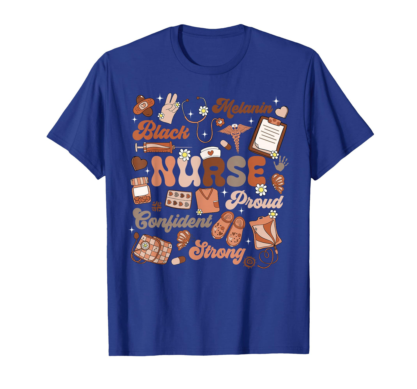 Black History Month Black Melamin Confident Strong Nurse T-Shirt