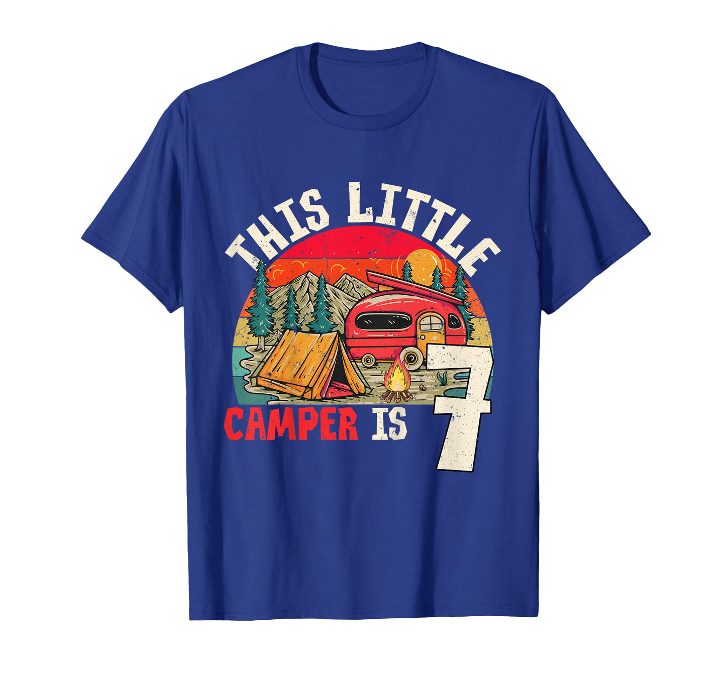 This Little Camper is 7 Years Old Camping 7th Birthday T-Shirt