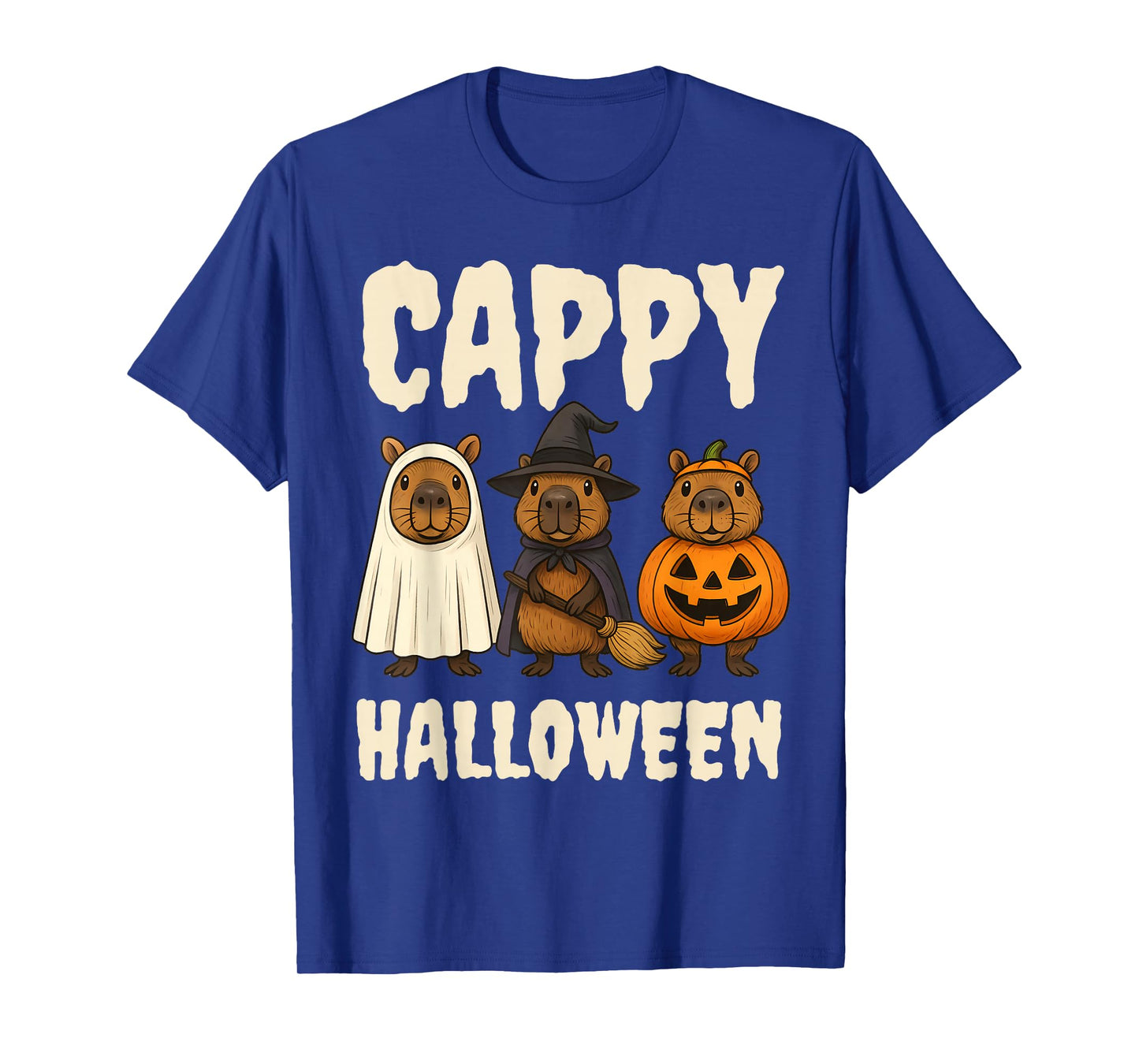 Cappy Halloween Funny Capybara Ghost Witch Pumpkin Spooky T-Shirt