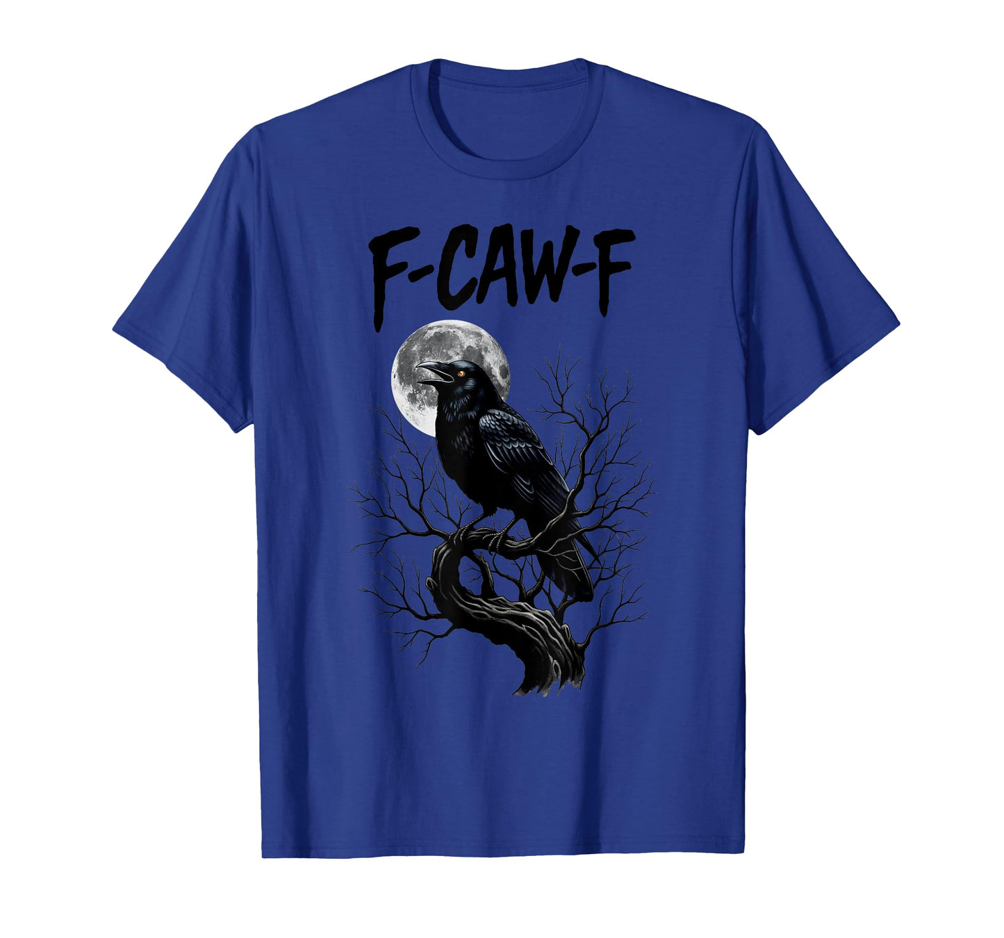 F Caw F Black Crow and Moon Gothic Crow Forest Art Tee T-Shirt