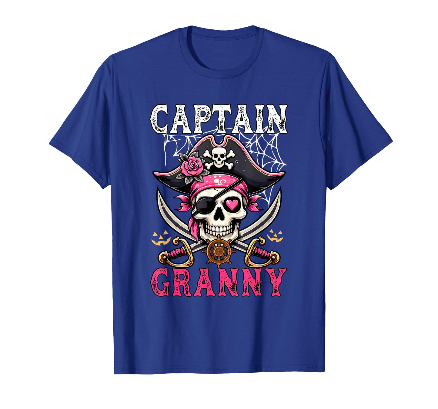 Captain Granny Halloween Skull As Pirate Floral Cute Women T-Shirt